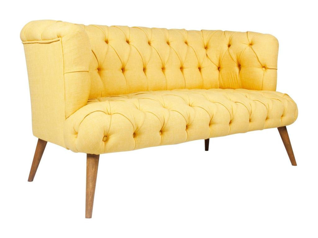Sofá chJolivenfield 249 Amarillo 140x75x76cm Tapiz Patas Madera