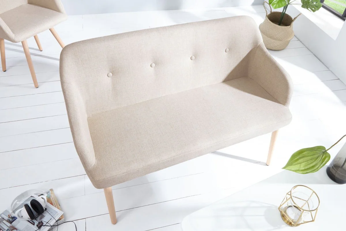 Bench natural color 116 cm - padded solid wood bench