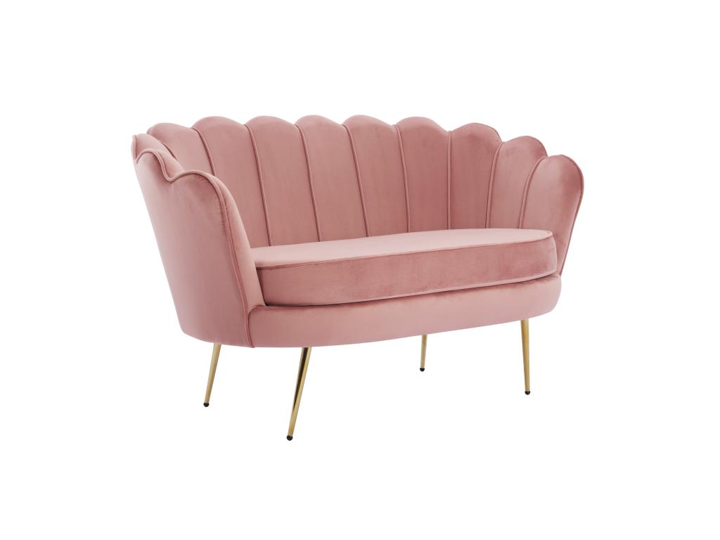 Sofá de 2 plazas de terciopelo rosa
