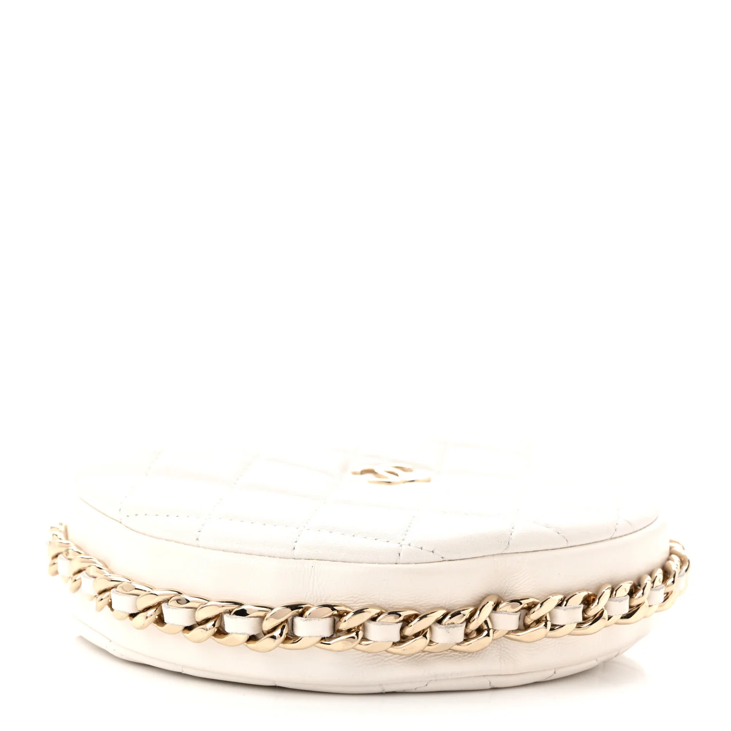 Lambskin Quilted Chain Around Pouch Hobo White - Top Club