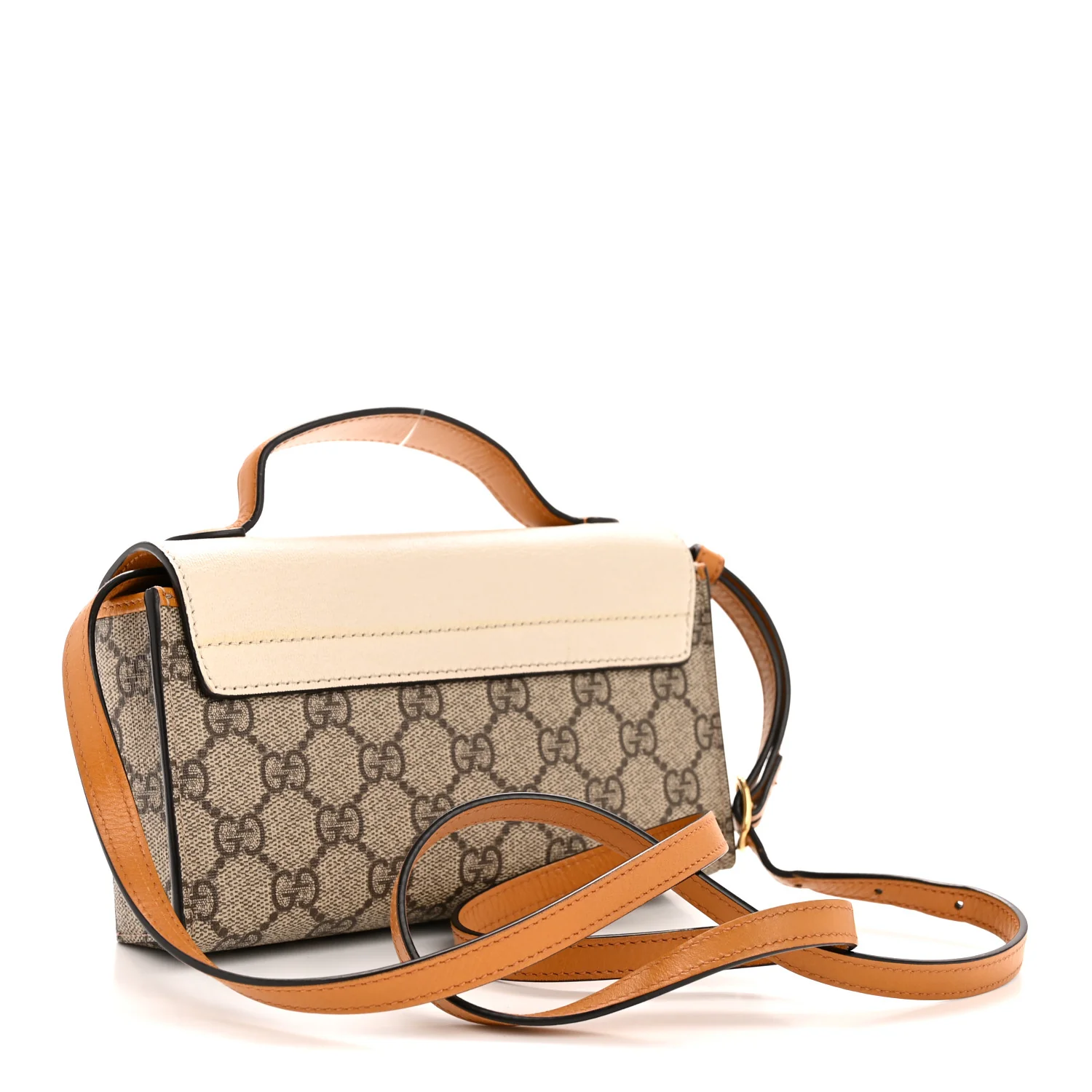 GG Supreme Monogram New Sakai Calfskin Mini Padlock Top Handle Shoulder Bag Beige Ebony Mystic White Sun Oil - Top Club