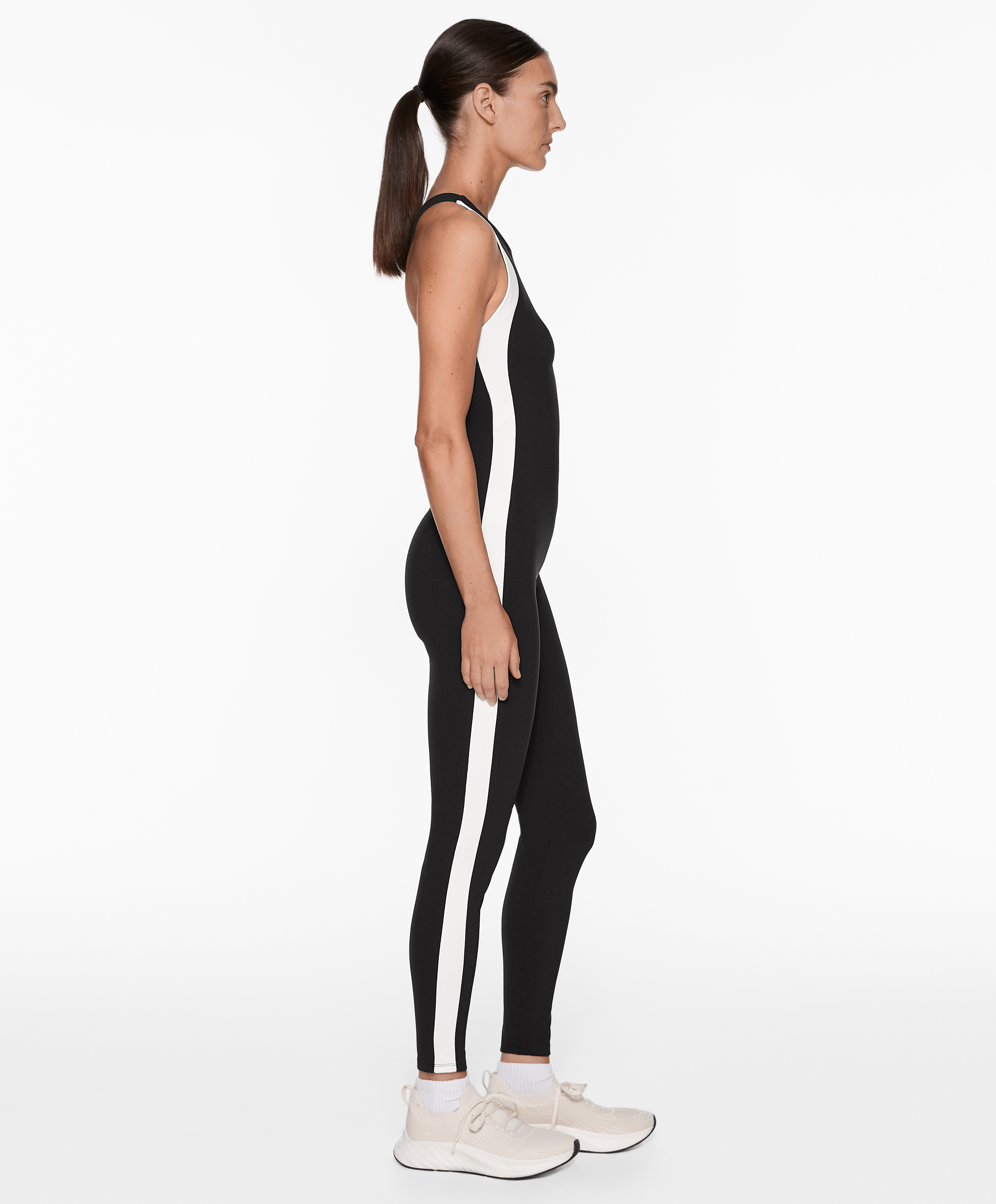 OYSHO Side stripe compressive jumpsuit with open back