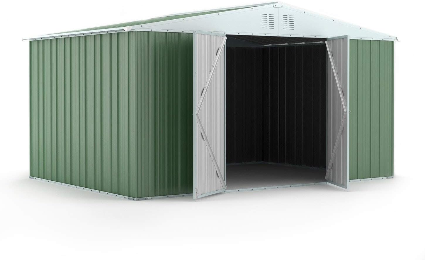 Box in Acciaio Zincato Casetta da Giardino in Lamiera 4.03 x 2.69 m x h2.17 m - 149 KG – 10.84 metri quadri (Verde)