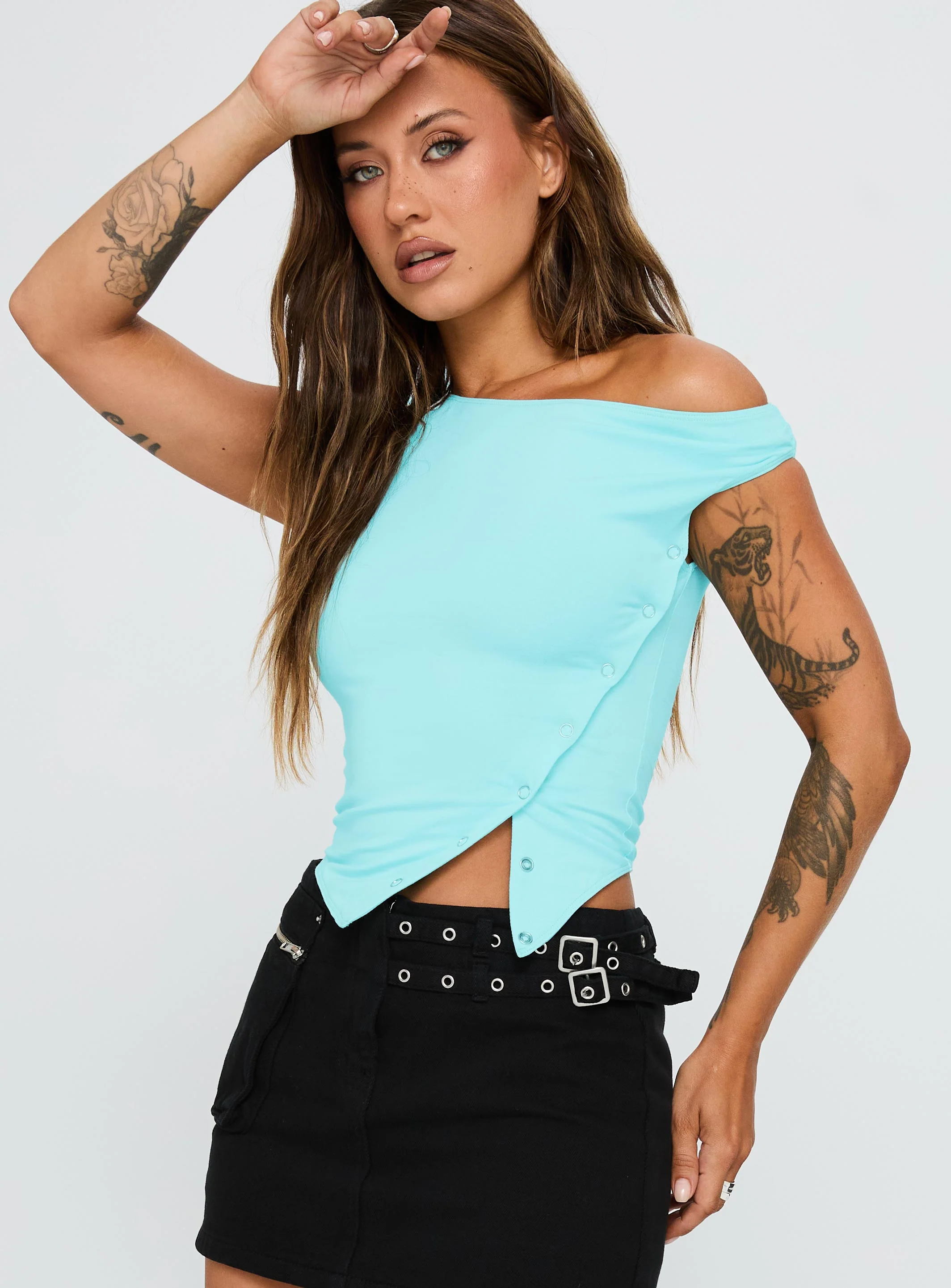 Karre Off The Shoulder Top Aqua