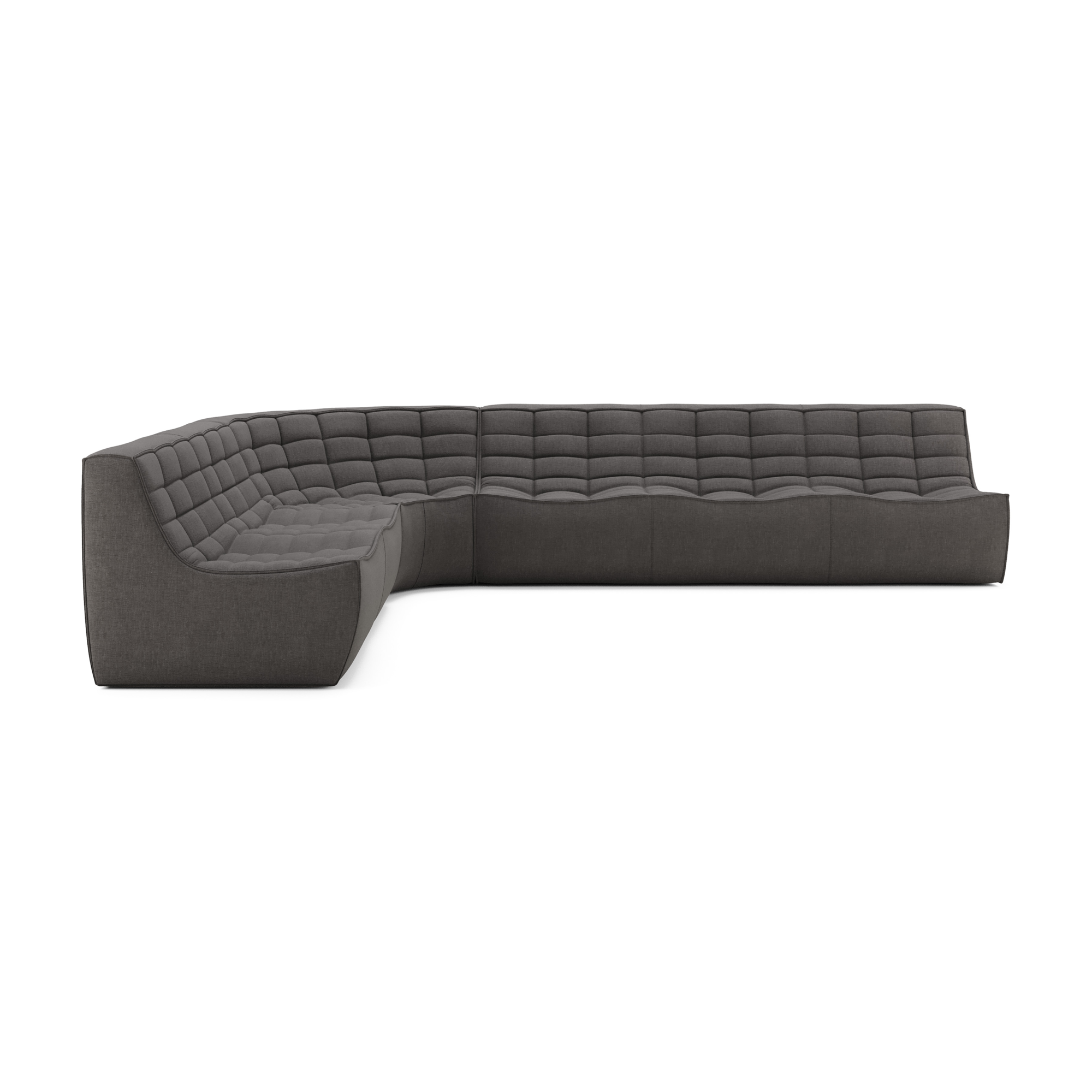 Modulaire bank N701 dark grey set 2 + 3 seat, 90° ronde hoek