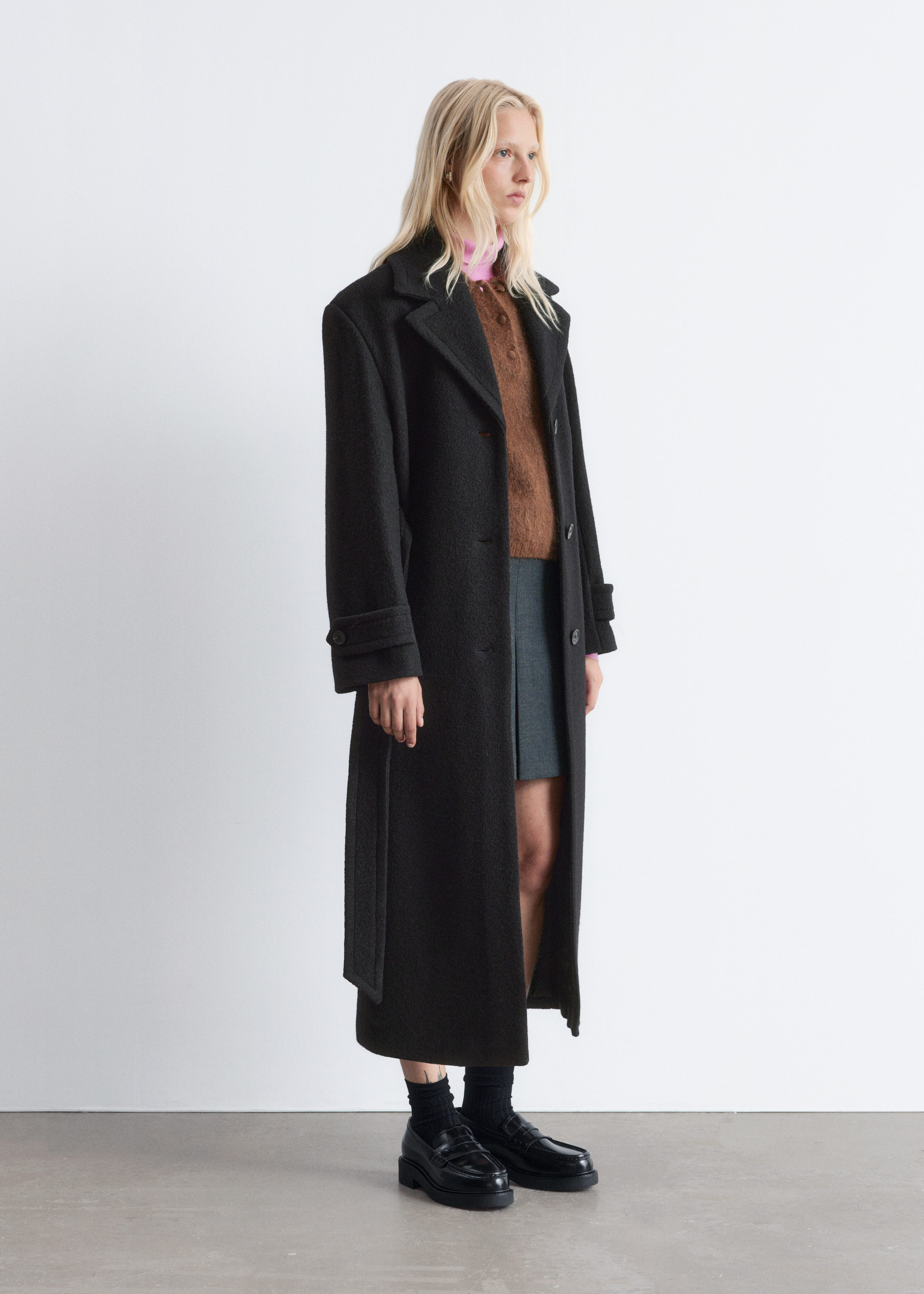& Other Stories TIE-BELT WOOL COAT