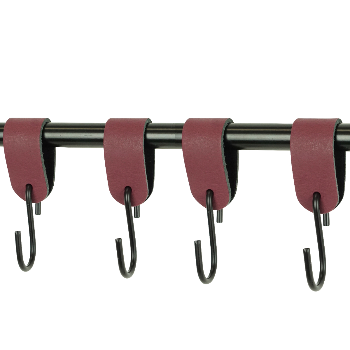 Leren S-haak hangers (set van 4) Bordo