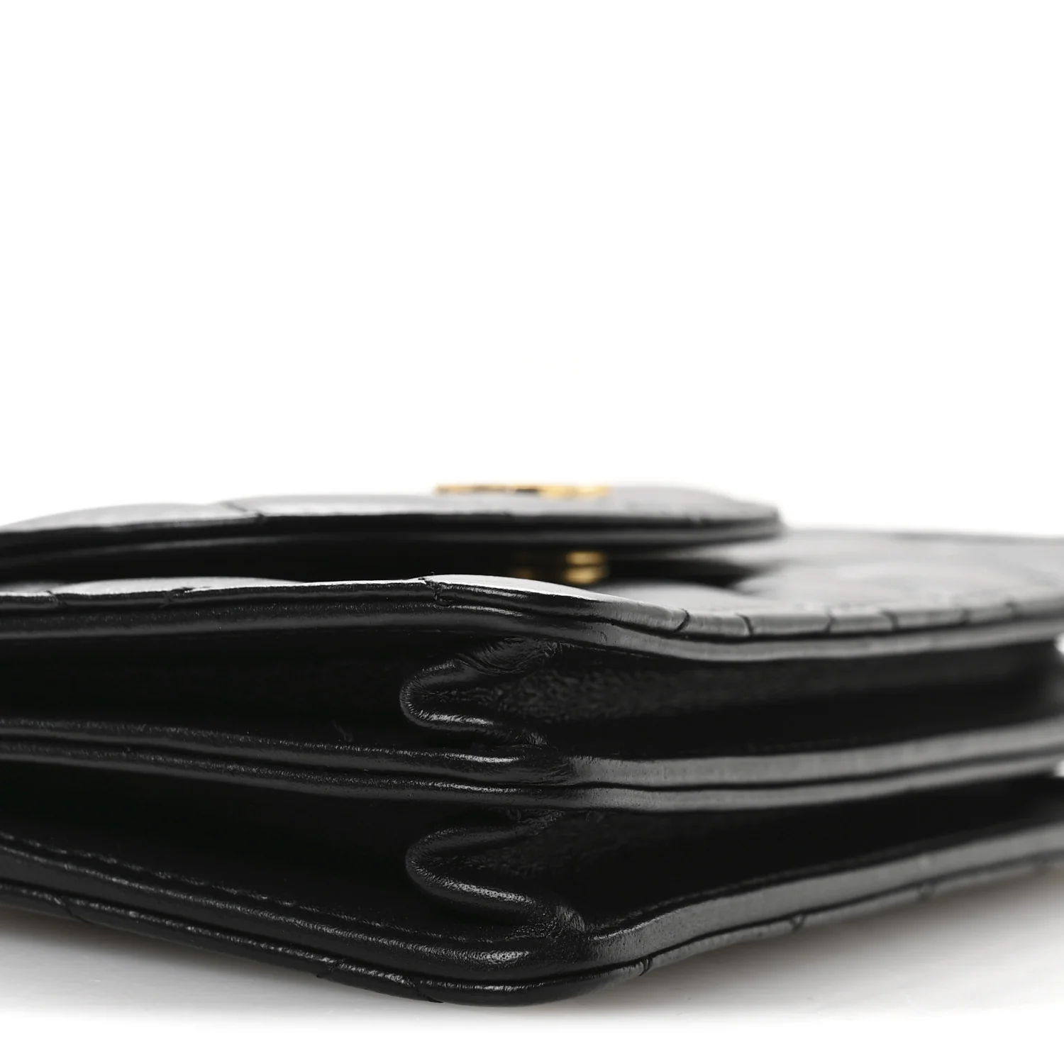 Lambskin Quilted Phone Holder Flap Black - Top Club