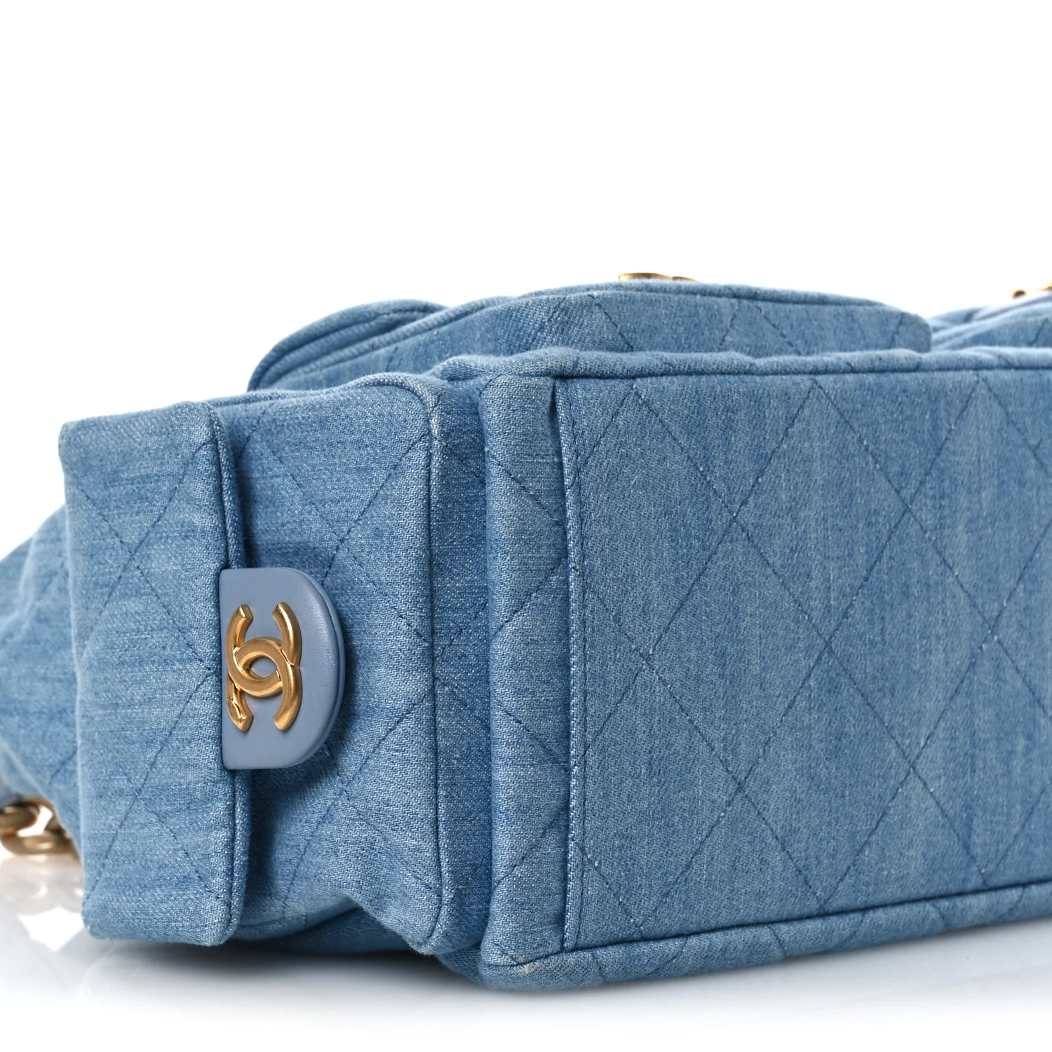 Washed Denim Quilted Large Trendy Pockets Hobo Blue - Top Club