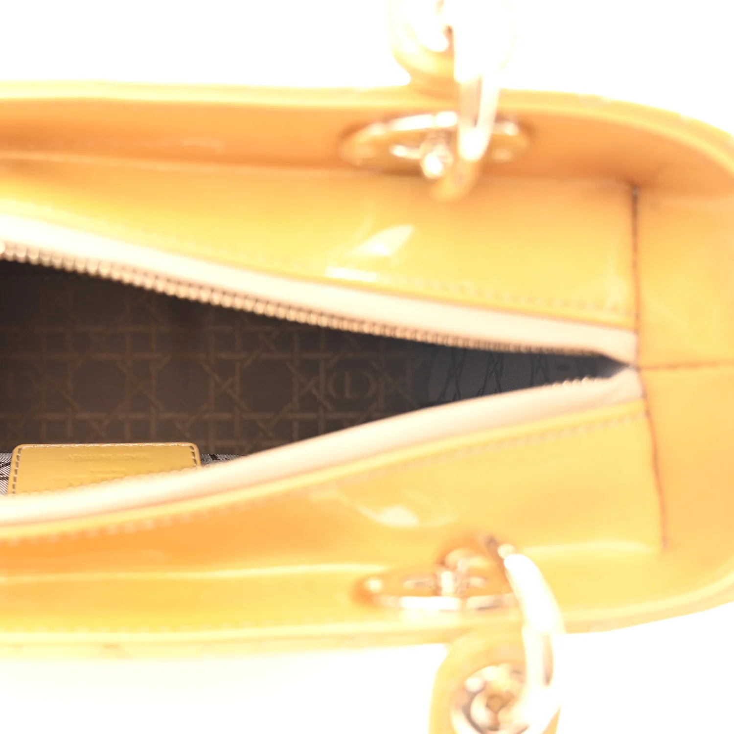 Patent Cannage Medium Lady Dior Dark Beige - Top Club