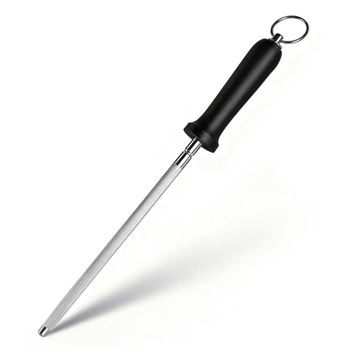 Knife Sharpener Rod Kitchen Knives Sharpener Professional Knife Sharpening Steel Honing Rod with Hanging Holes (13 inches) Black