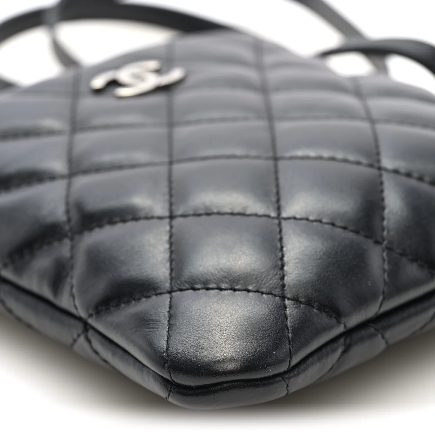 Calfskin Quilted Crossbody Bag Black - Top Club