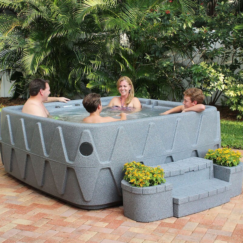 AquaRest Spas Premium 500 5-Person Lounger Plug & Play with 29 stainless jets, ozone and LED waterfall