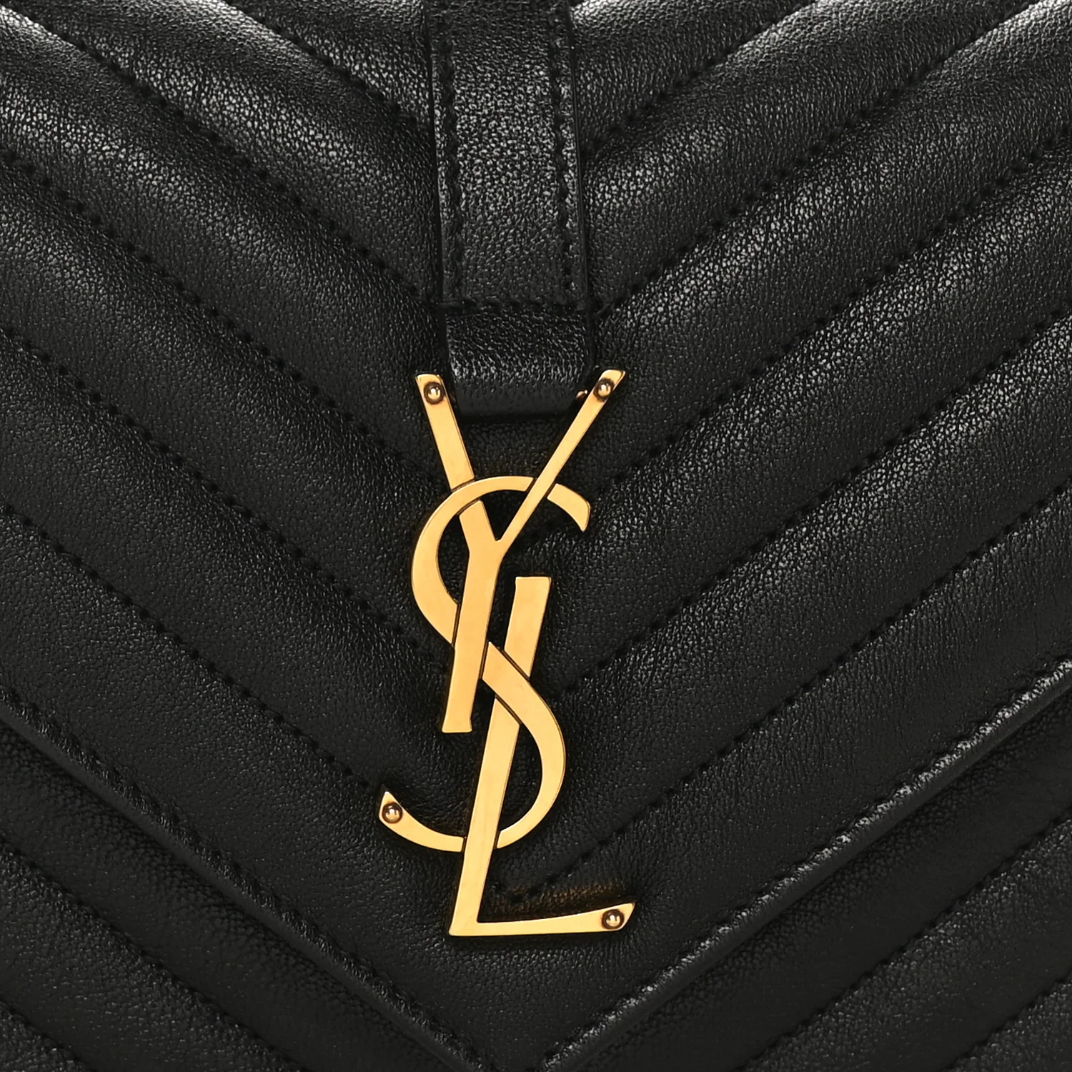 Sheepskin Matelasse Chevron Monogram Medium College Bag Black - Top Club