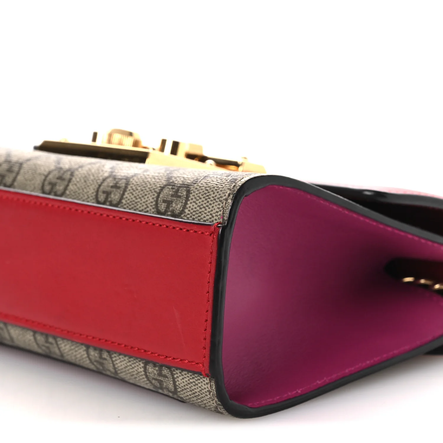 GG Supreme Monogram Calfskin Small Padlock Shoulder Bag Beige Hibiscus Red New Rosette - Top Club