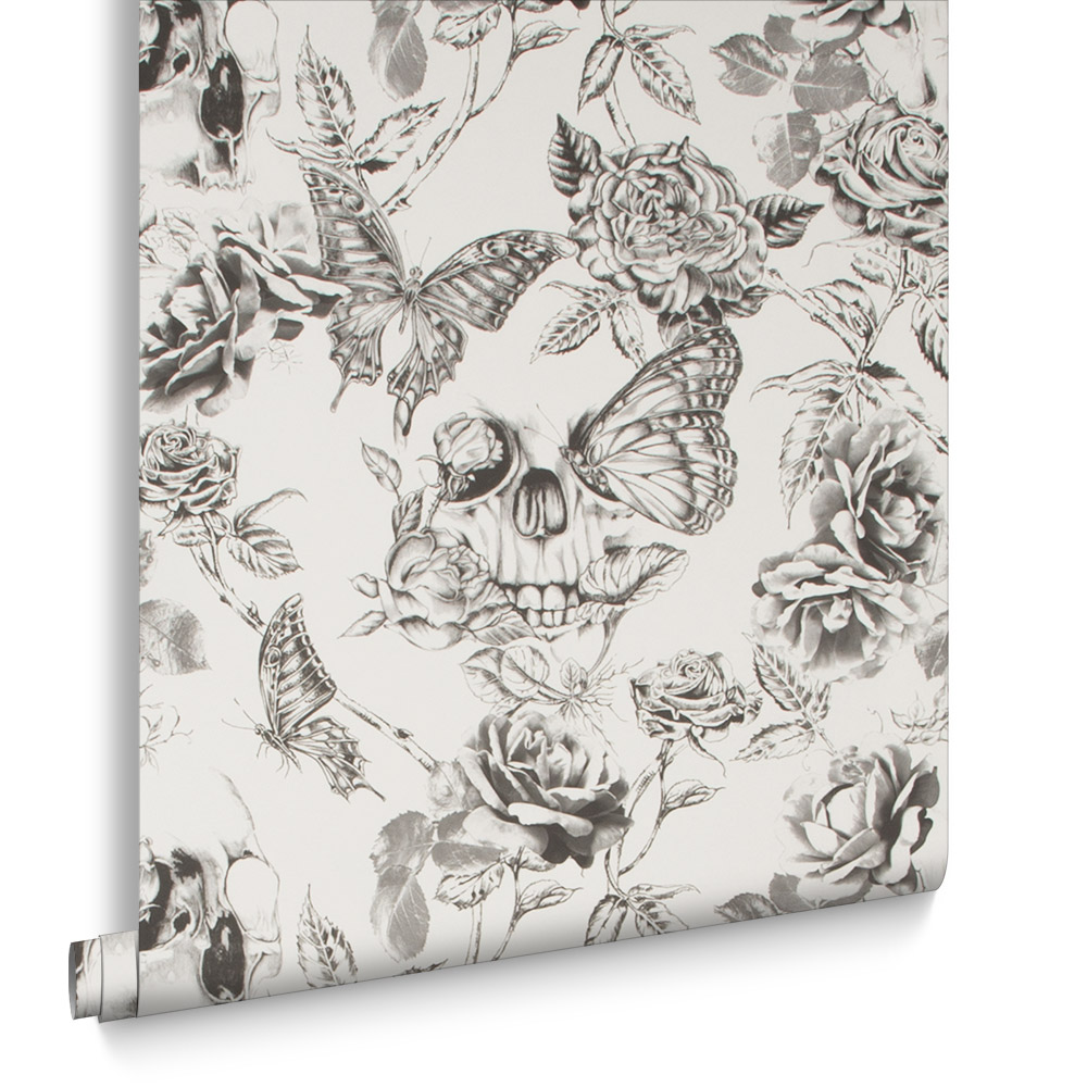 Graham & Brown  vliesbehang  Skull Roses  Zwart/Wit Graham & Brown  vliesbehang  Skull Roses  Zwart/Wit