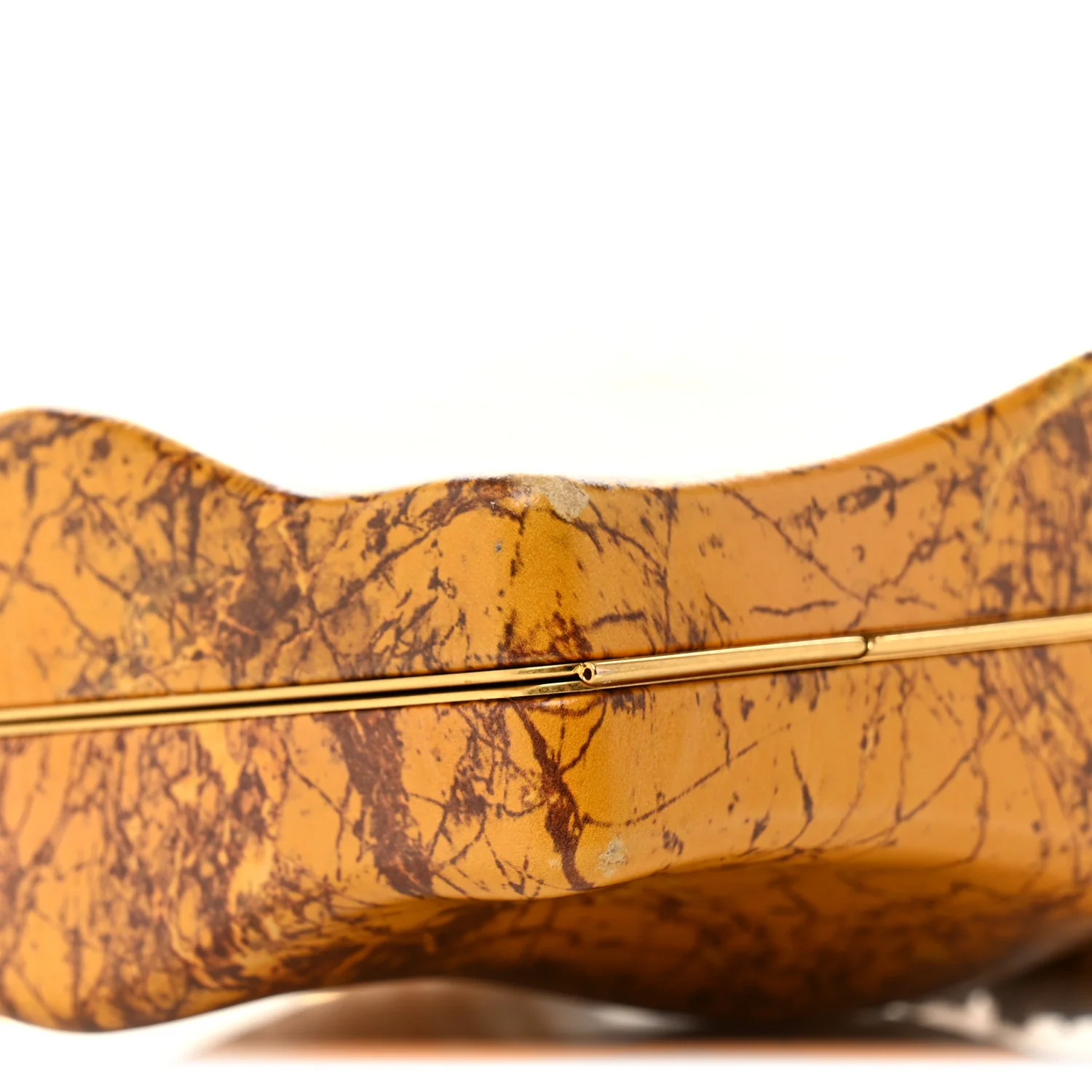 Spazzolato Calfskin Chain Clutch Gold Marble - Top Club