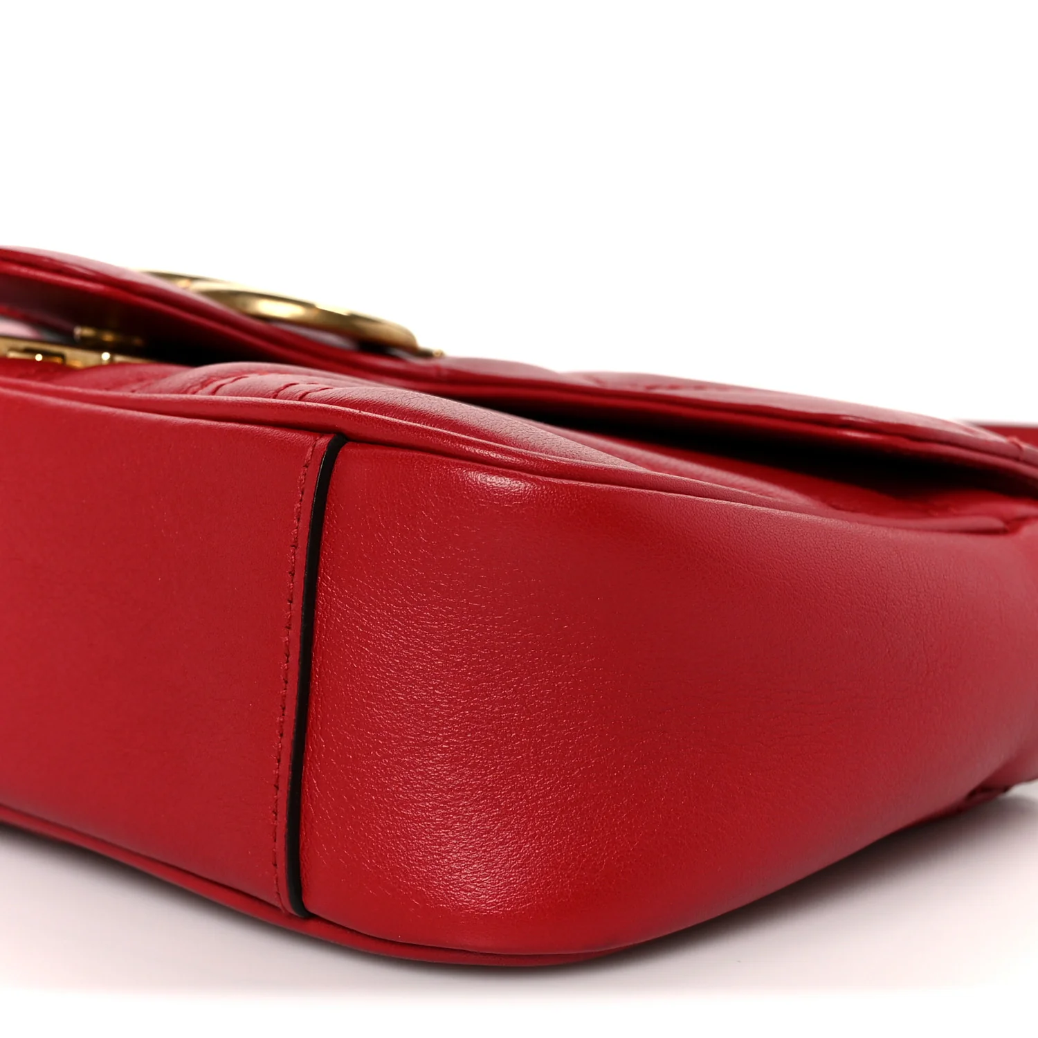Calfskin Matelasse Mini GG Marmont Shoulder Bag Hibiscus Red - Top Club