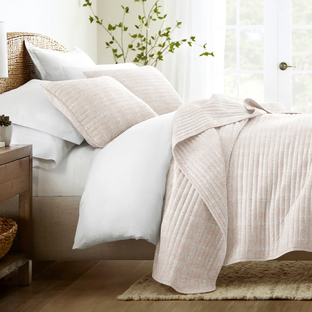 Geometric Maze Quilted Coverlet Set - Sale