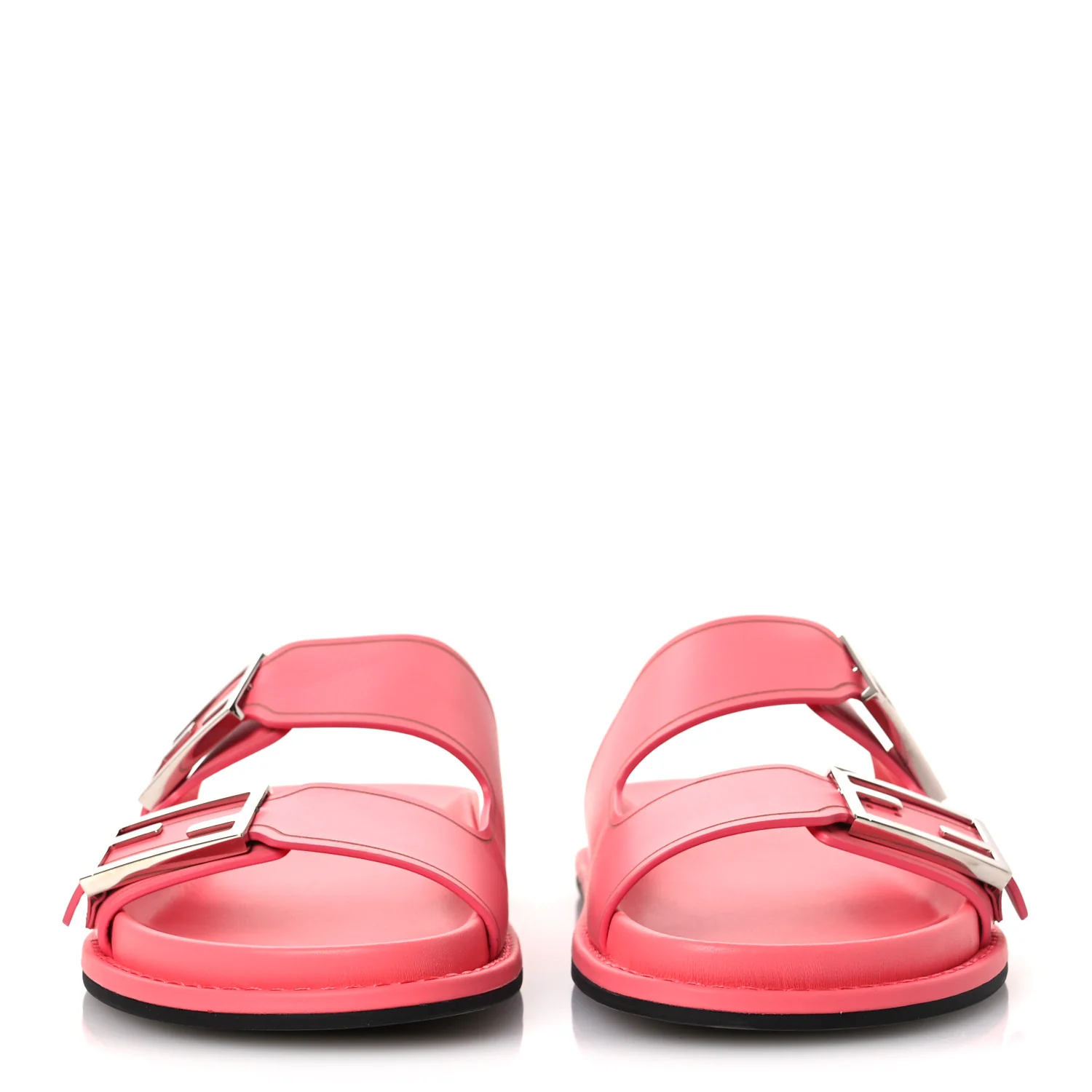Vitello Fendi Feel Buckled Slide Sandals 38 Pink Dalia - Top Club
