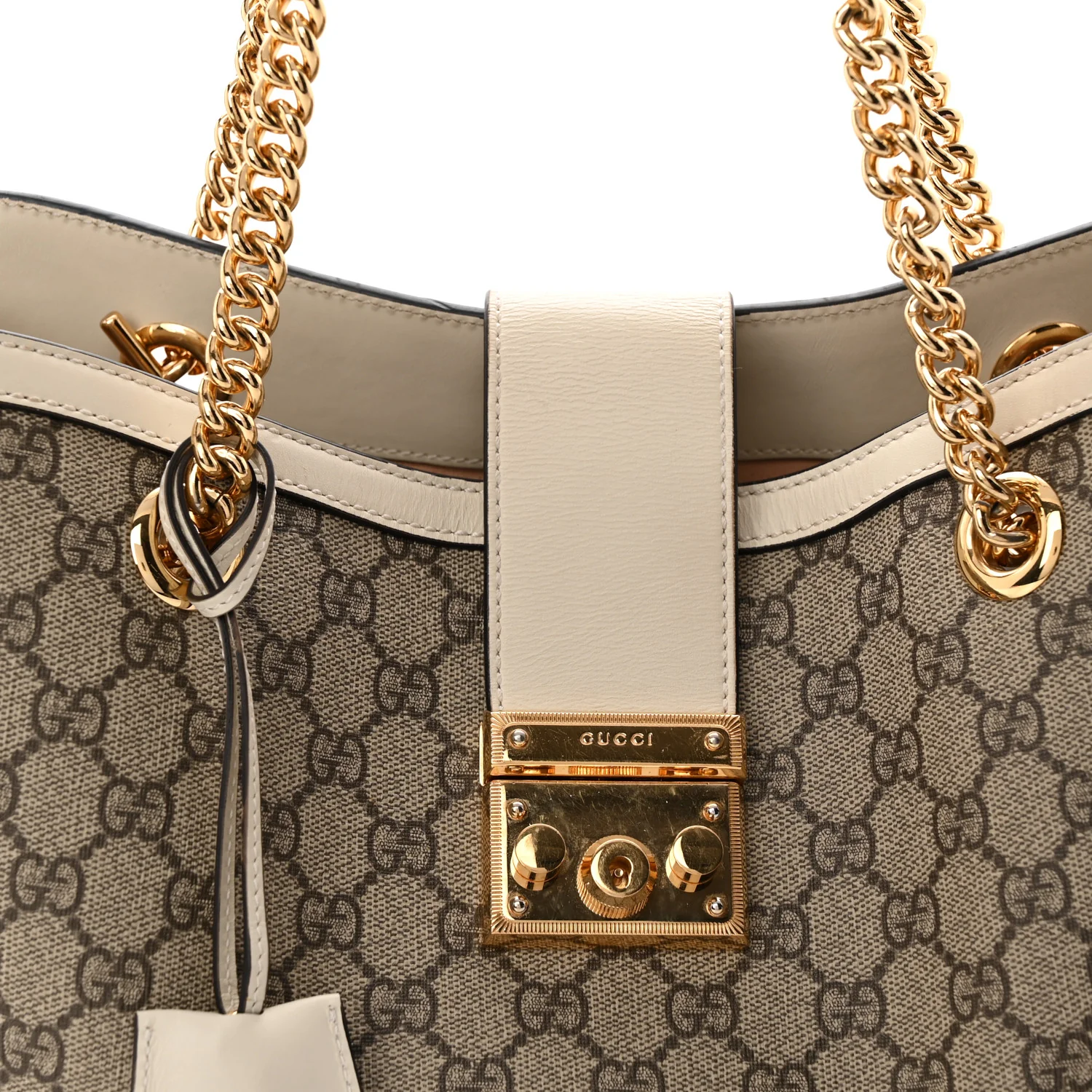 GG Supreme Monogram Medium Padlock Tote White - Top Club