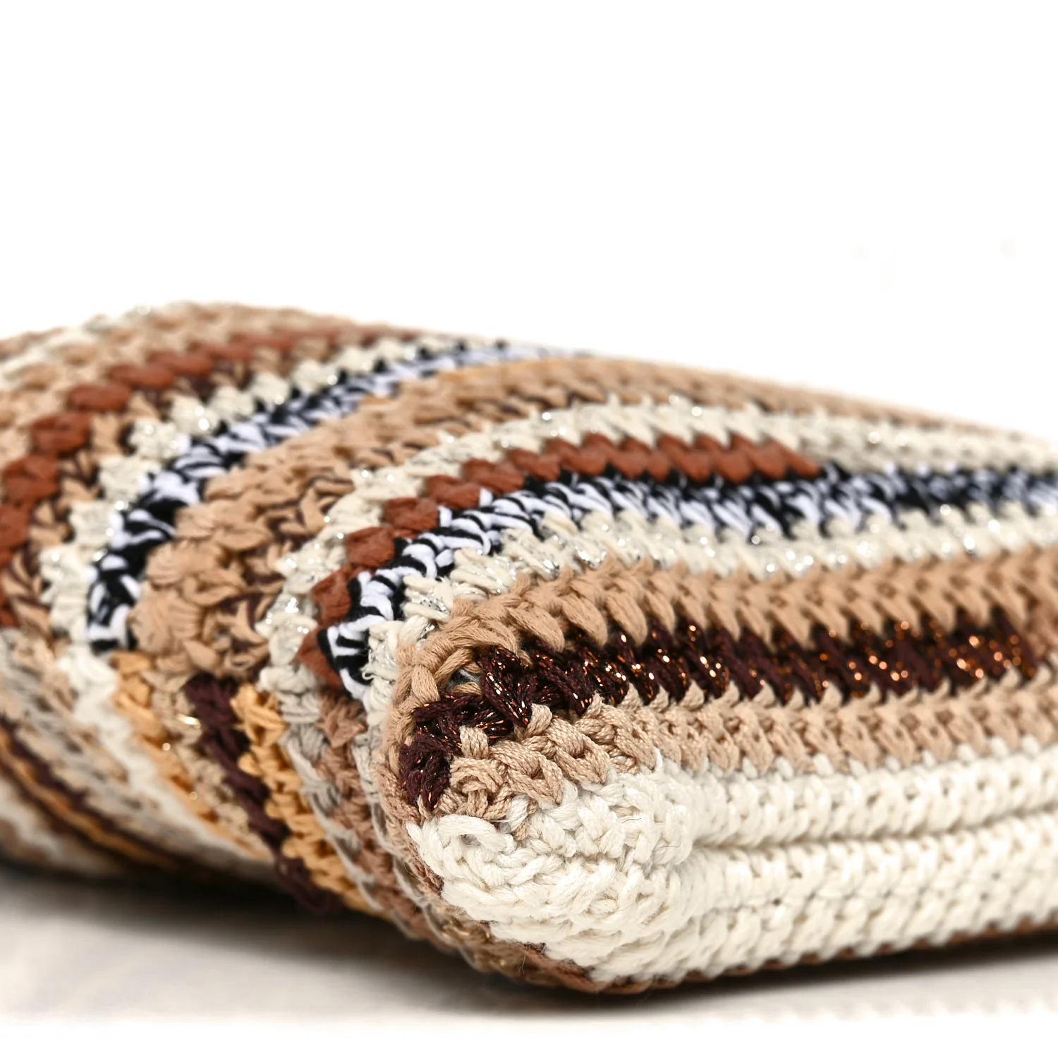 Cotton Crochet Stripe Vertical Tote Bag Naturale - Top Club