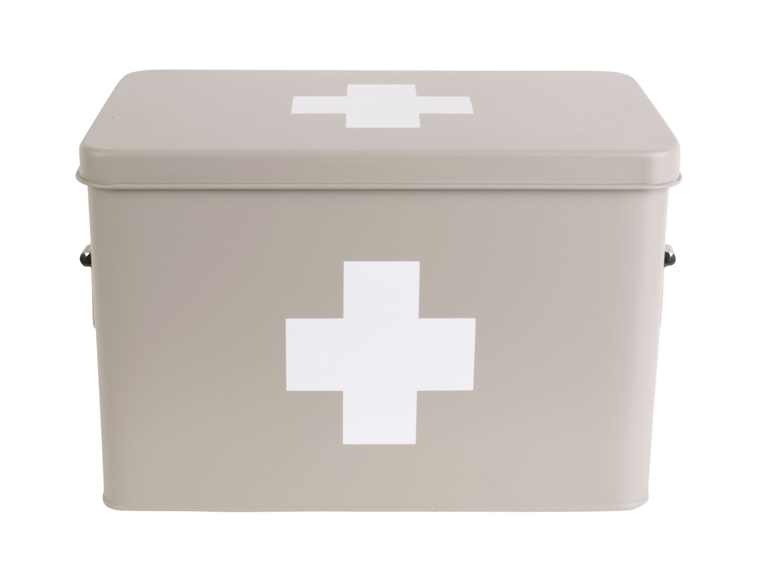Medicine storage box large metal matt warm grey