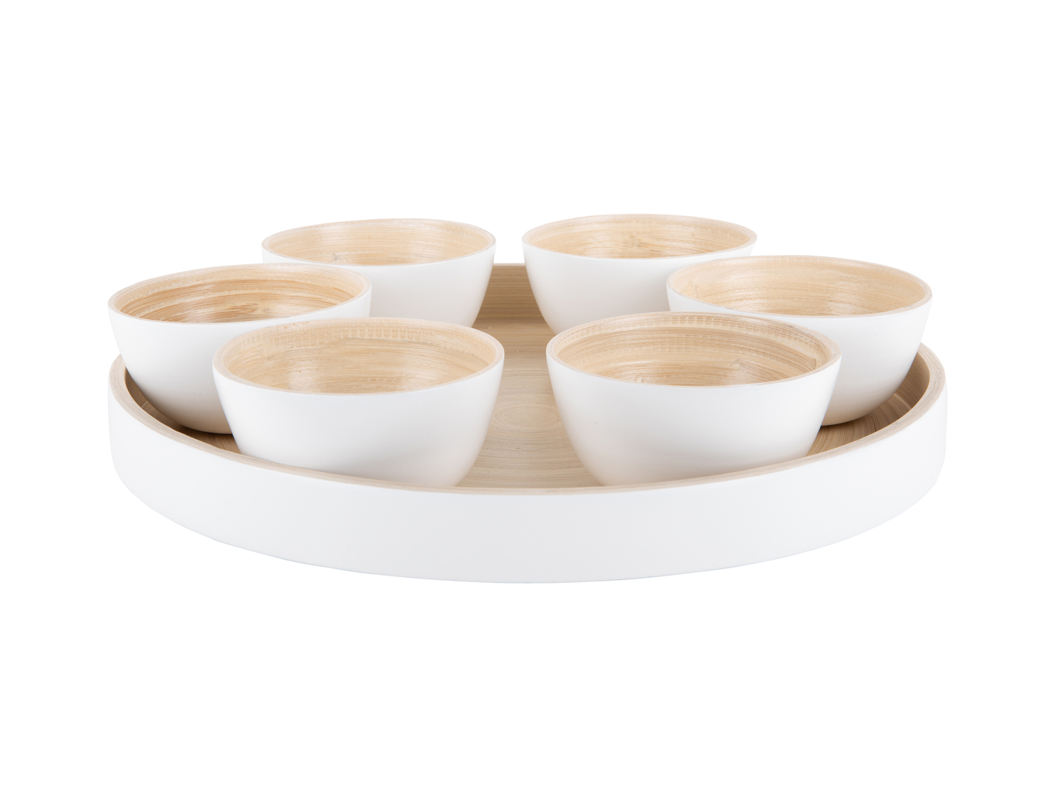 Snack tray Puro round bamboo white
