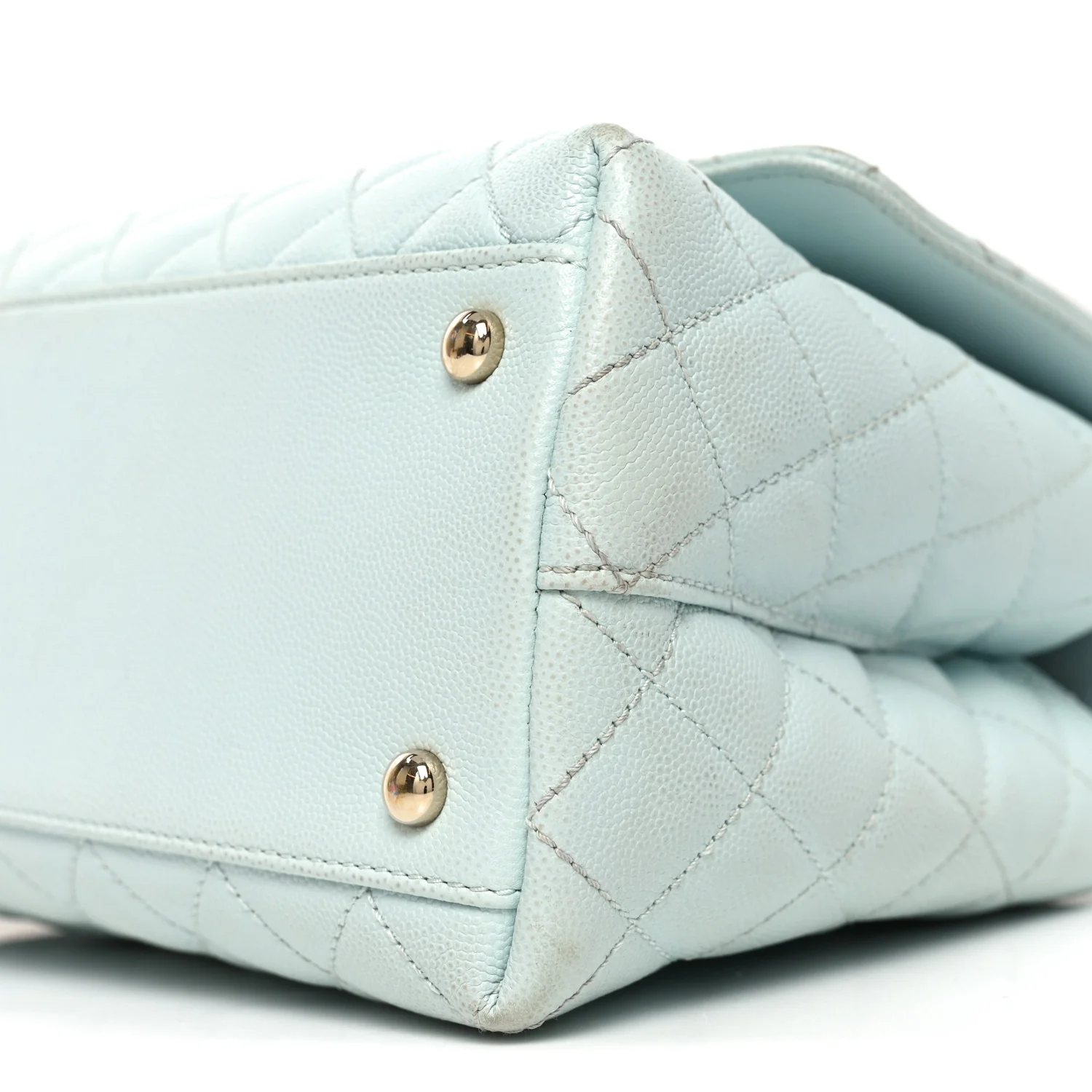 Caviar Quilted Small Coco Handle Flap Light Blue - Top Club