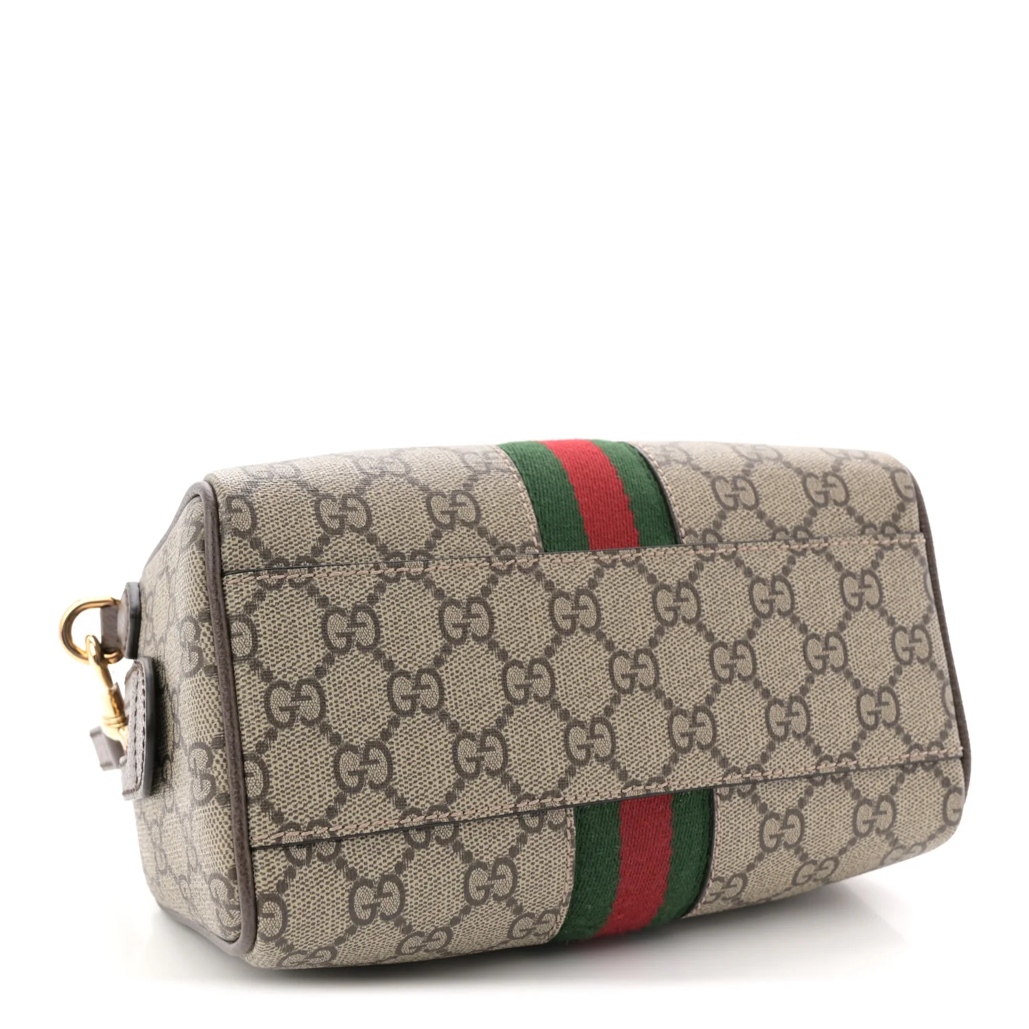GG Supreme Monogram Textured Dollar Calfskin Web Mini Ophidia Top Handle Bag Beige Ebony New Acero - Top Club