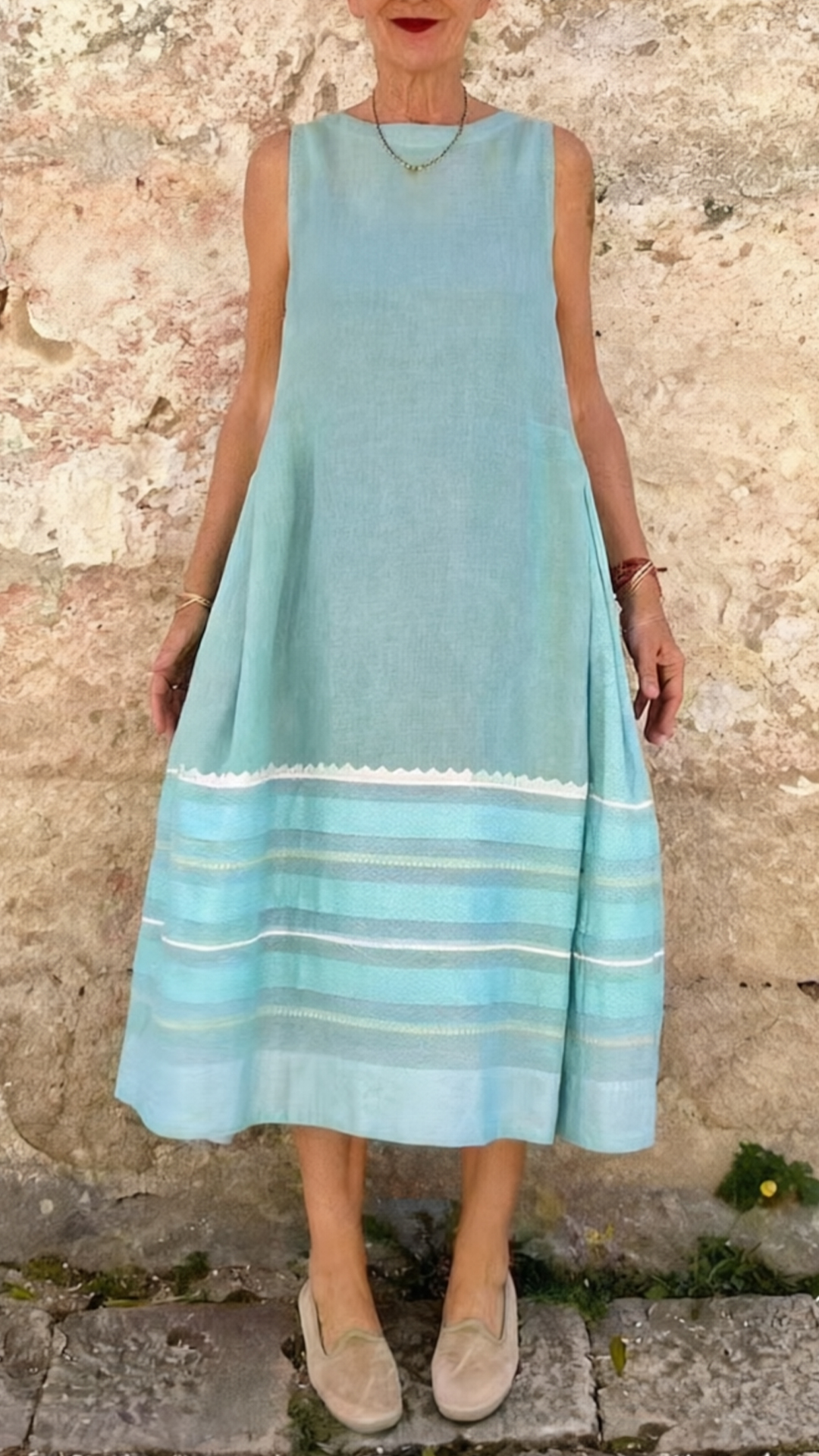 Fashionable round-neck sleeveless flared dress - Nordfashionstorm - Women's Clothing, Fashion for You - Nordfashionstorm.com
