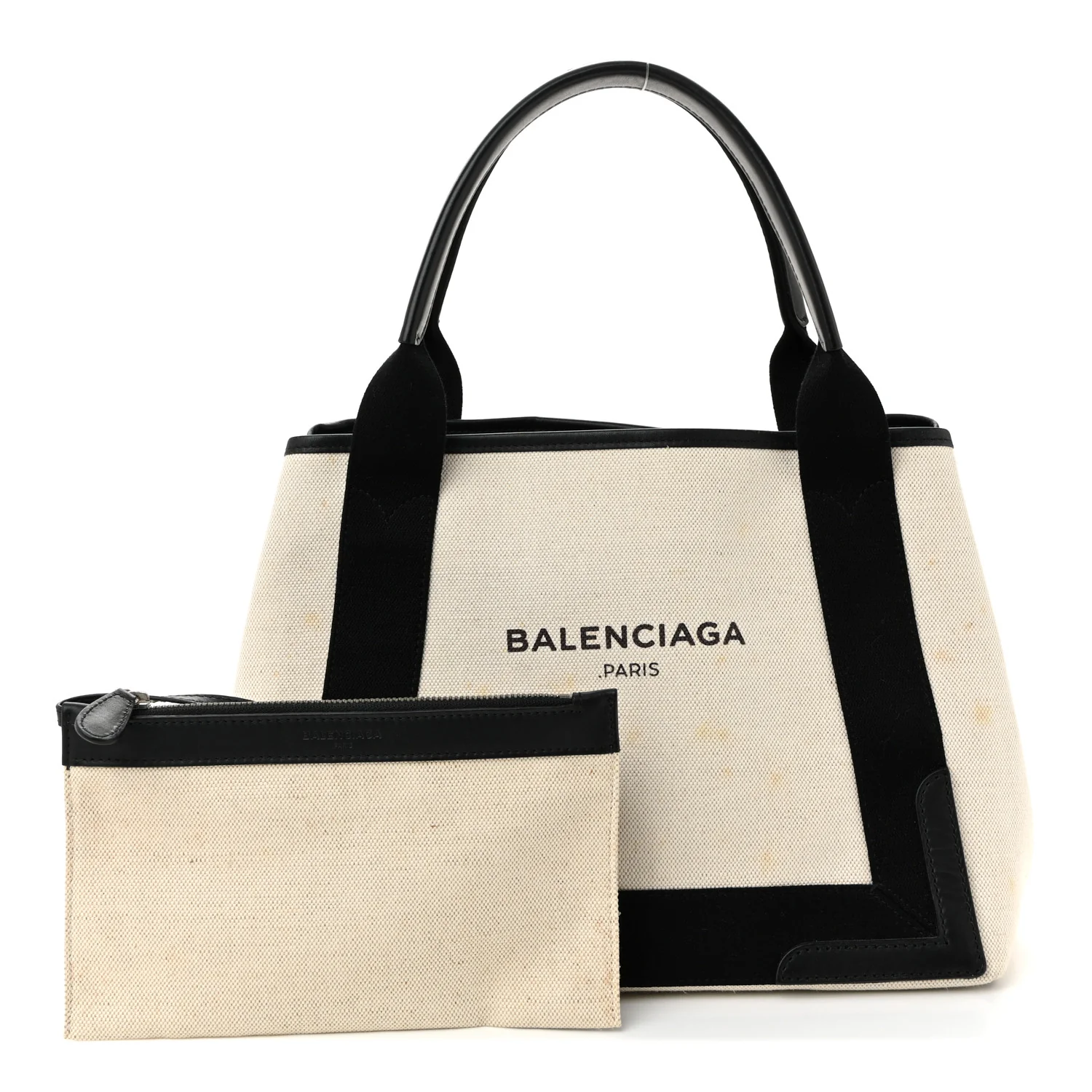 Cotton Canvas Satin Calfskin S Navy Cabas Natural Black - Top Club