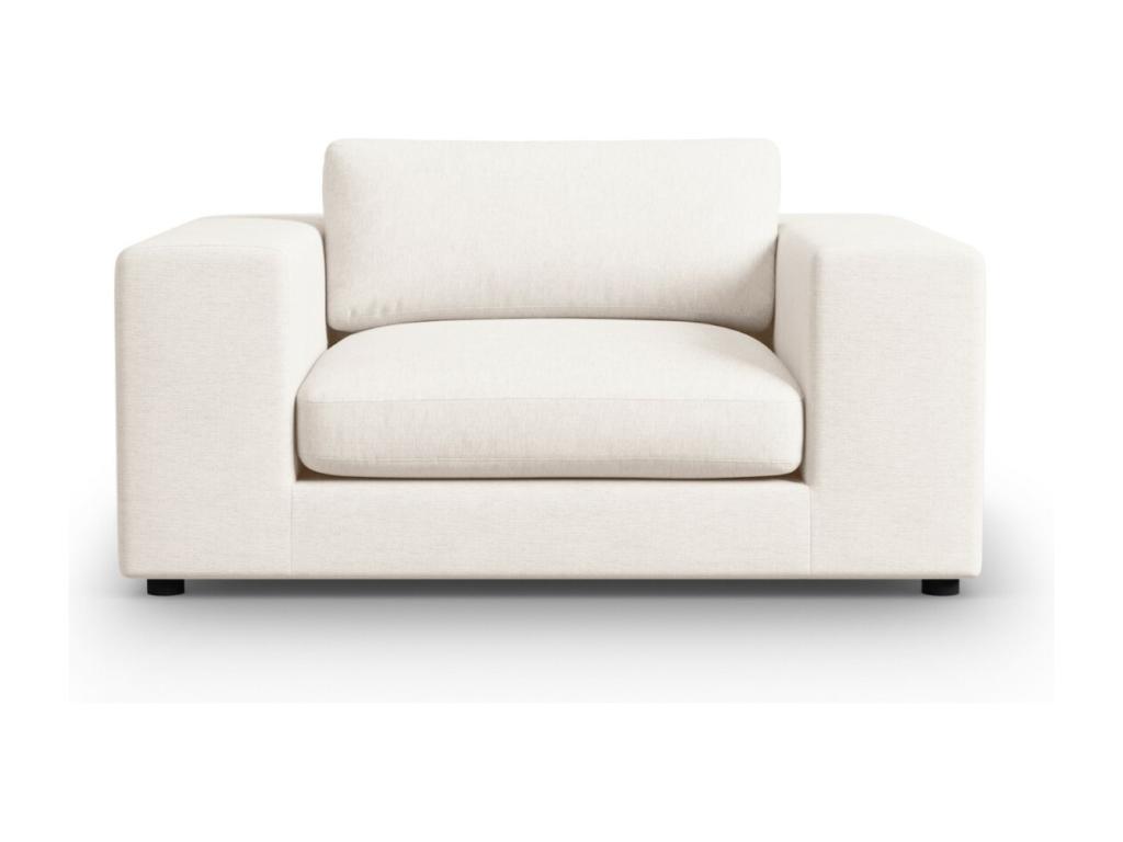 Mubdelu - Sofá "Tendance" 1,5 plazas de tejido estructural blanco - 156x122x72cm