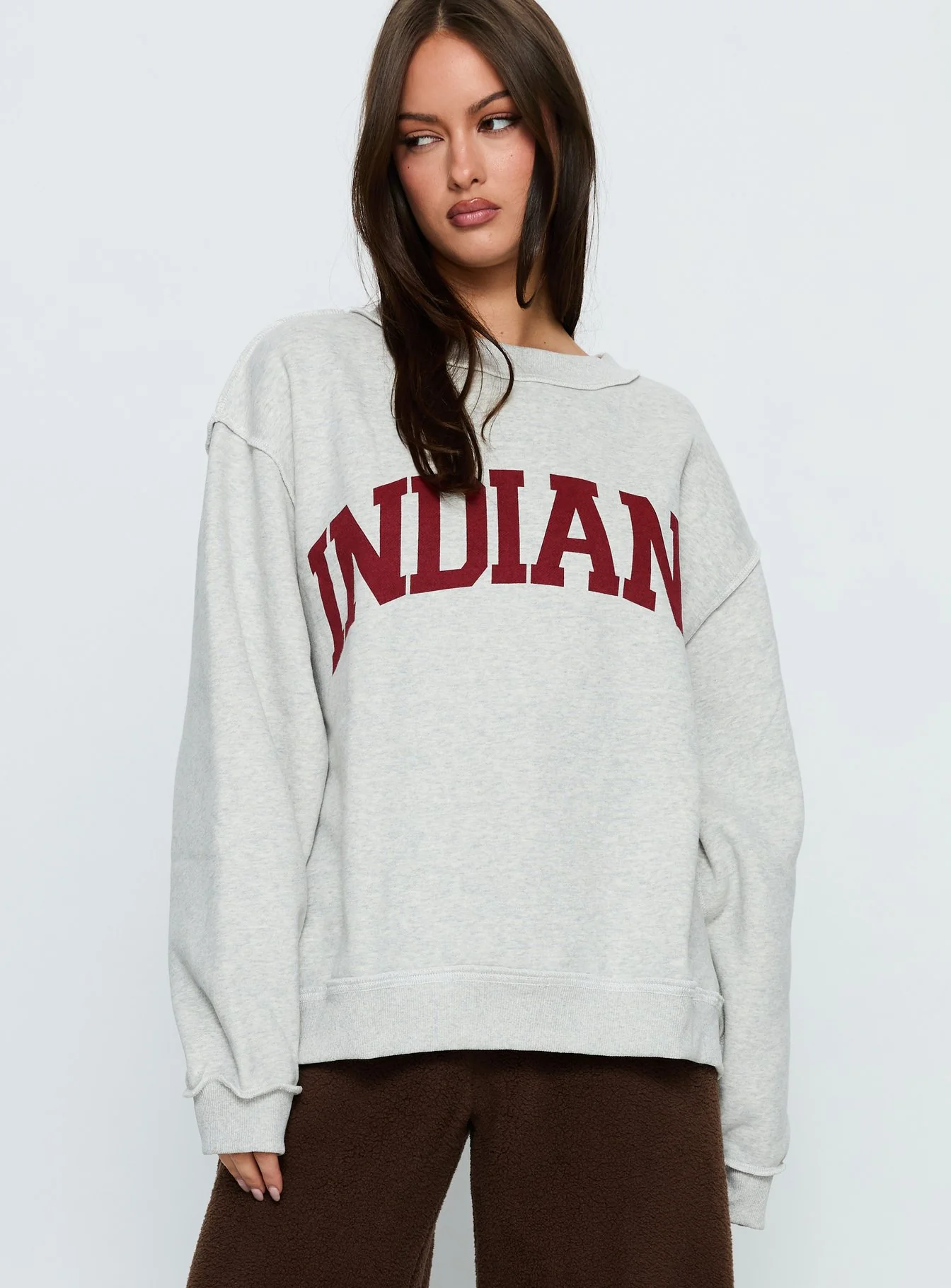 When In Indiana Mock Neck Jumper Grey