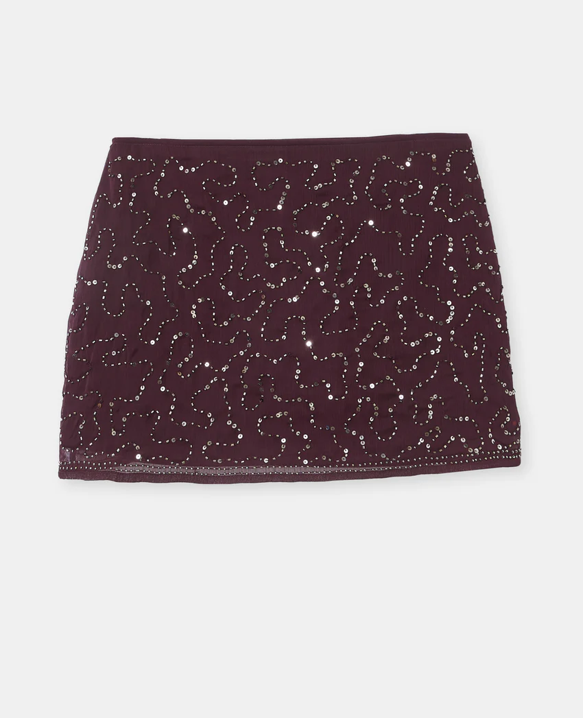 Pimkie Jupe courte en voile avec sequins et perles