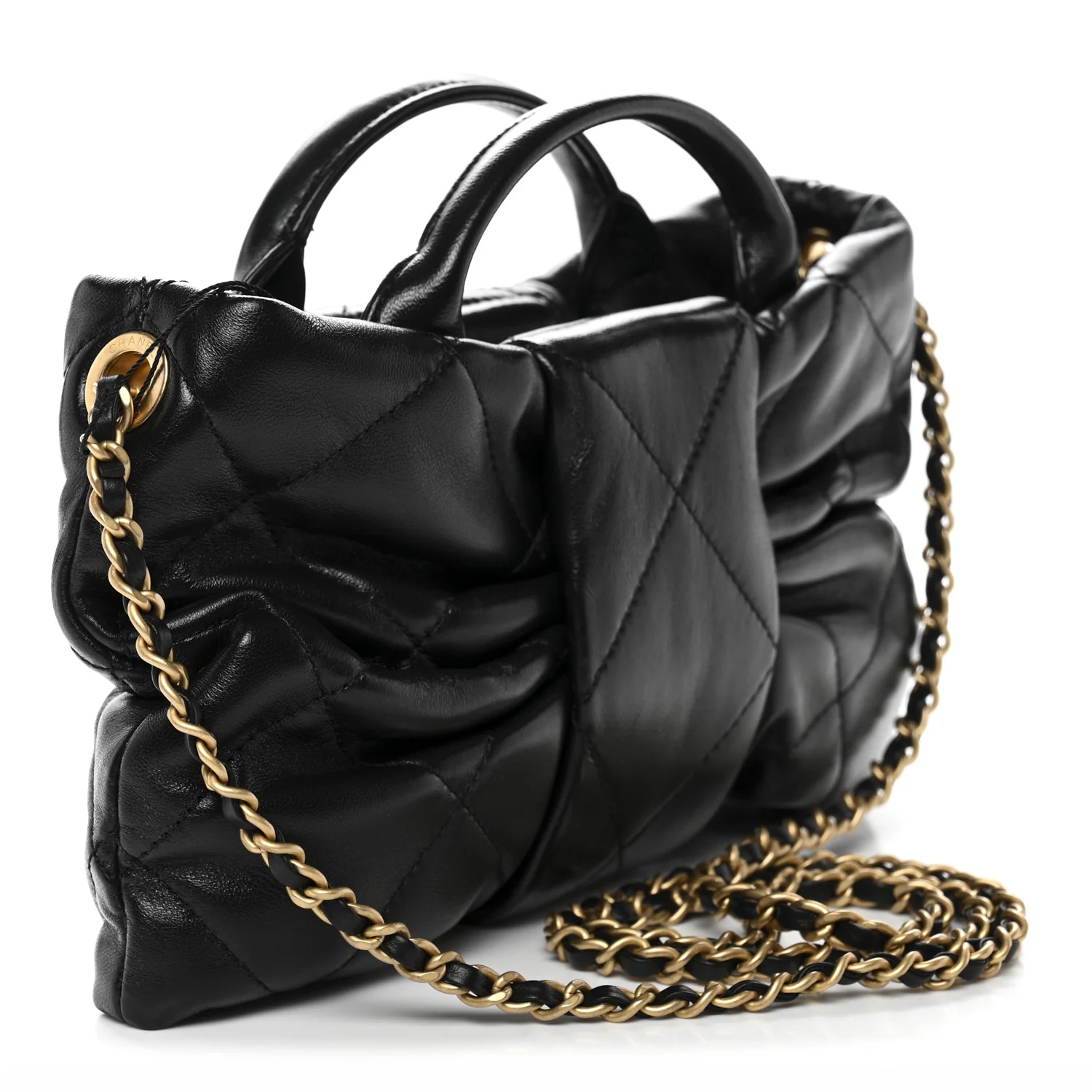 Lambskin Quilted Mini Bow Bag Black - Top Club