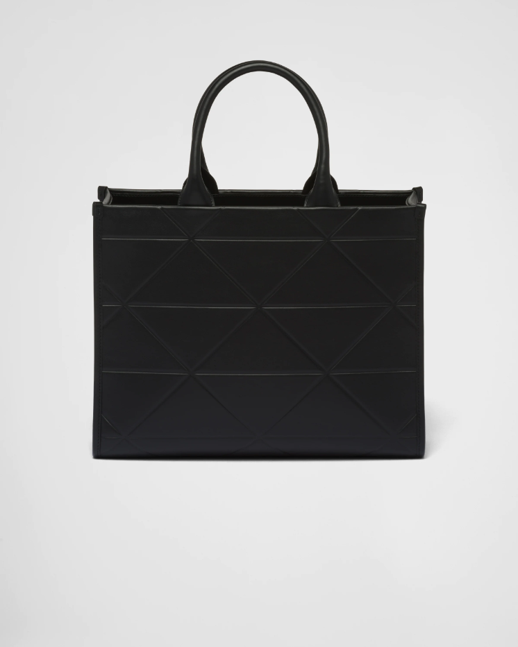 PP big size leather Symbole bag with topstitching - Black - Top Club