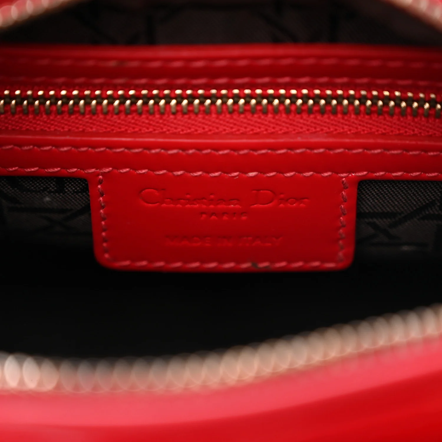 Patent Cannage Medium Lady Dior Red - Top Club