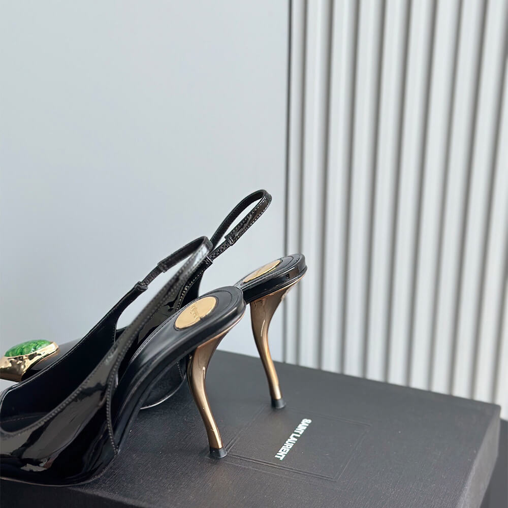 YSL Loulou Slingback Pumps in Patent Leather - Top Club