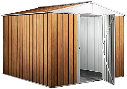 Box in Acciaio Zincato Casetta da Giardino in Lamiera 2.76 x 2.60 m x h2.12 m - 110 kg – 7.2 Metri Quadri (LEGNO)