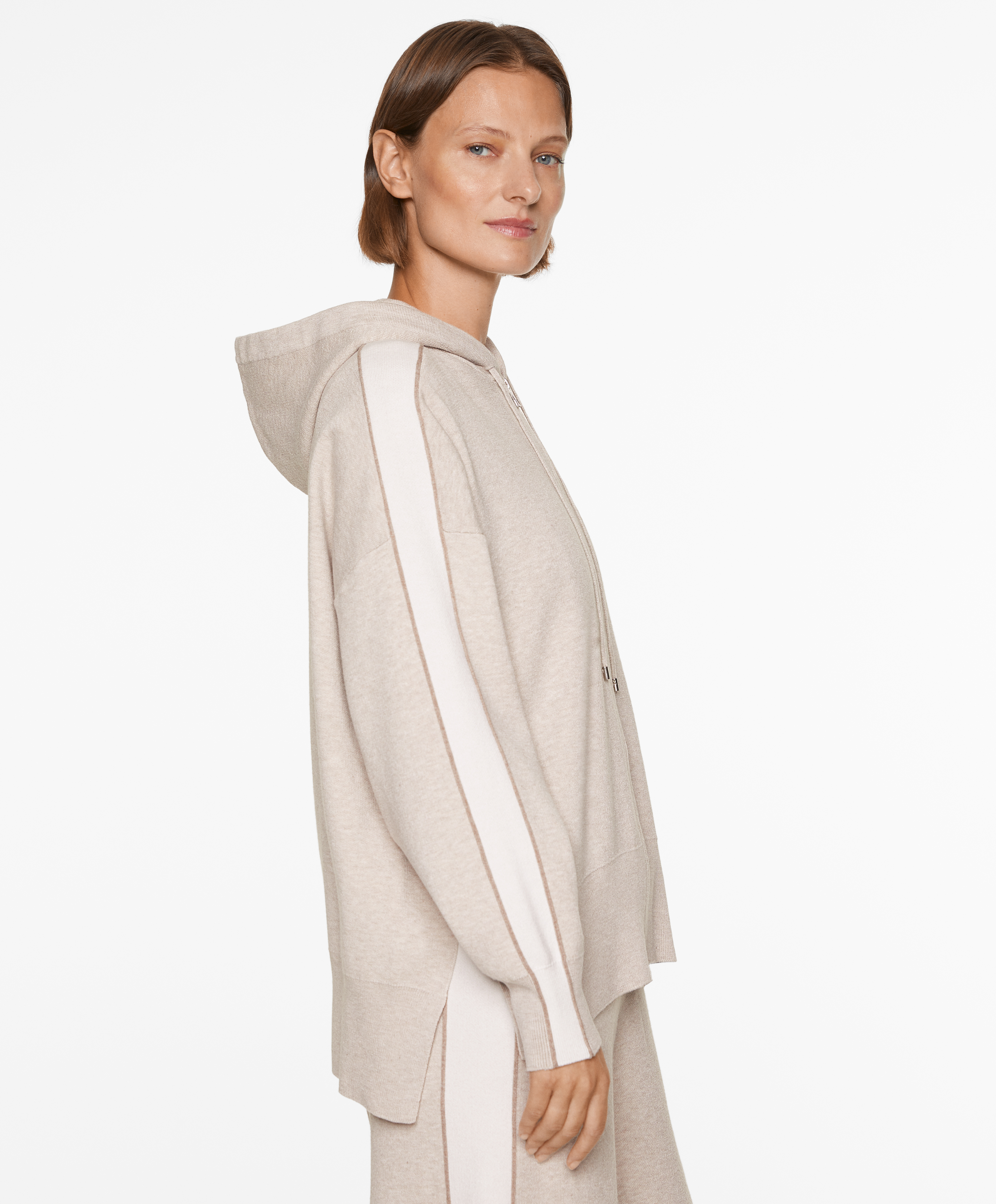 OYSHO Knit zip-up jacket with piping