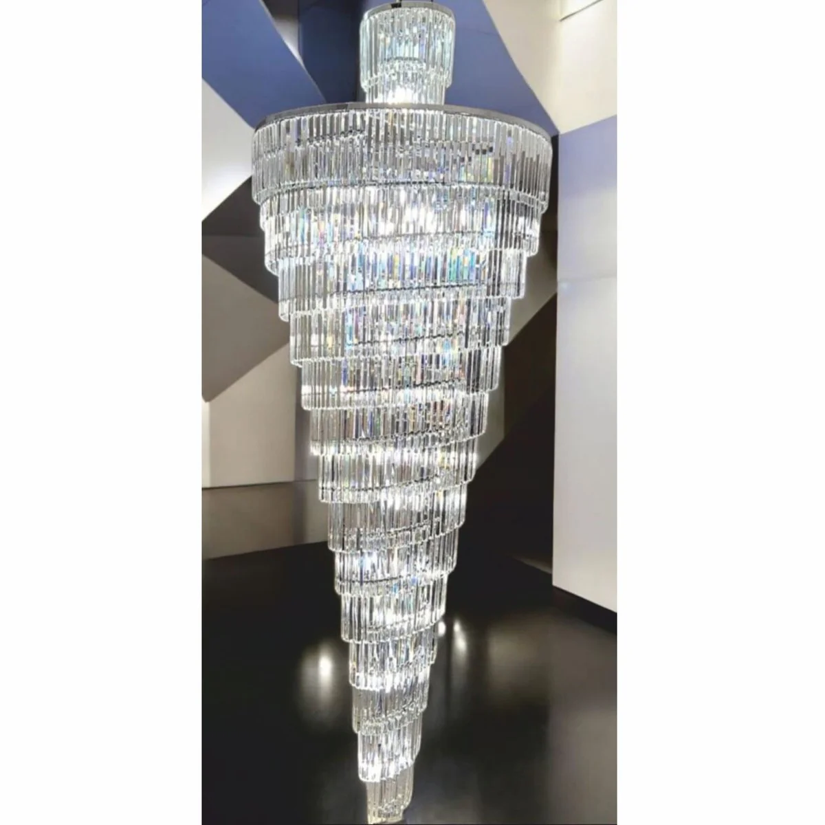 Luxury glass chandelier silver Ø 60 x H. 100 cm - Made in Italy