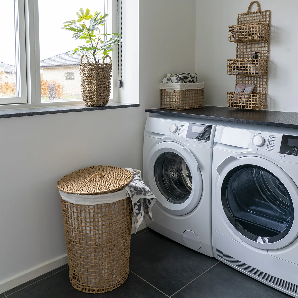 Wasmand Elsa met deksel Naturel