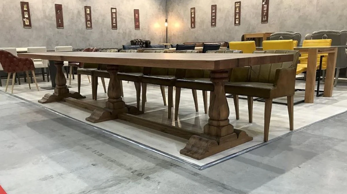 Country Style Dining Table Brown - Various Sizes - Rustic Solid Wood Kitchen Table - Rustic Solid Wood Dining Room Furniture - Country Style Dining Room Furniture