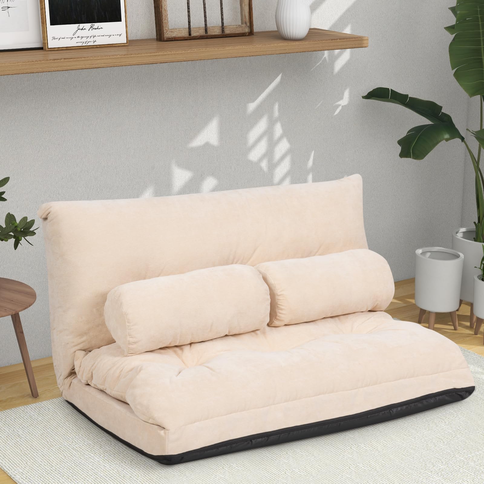 BEFOUNDLOVELY Foldable Floor Lazy Sofa with 2 Pillows