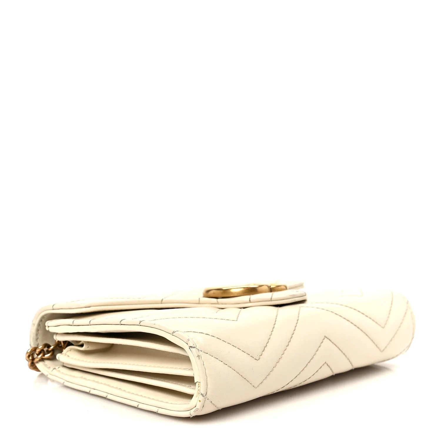 Calfskin Matelasse GG Marmont Chain Wallet Mystic White - Top Club