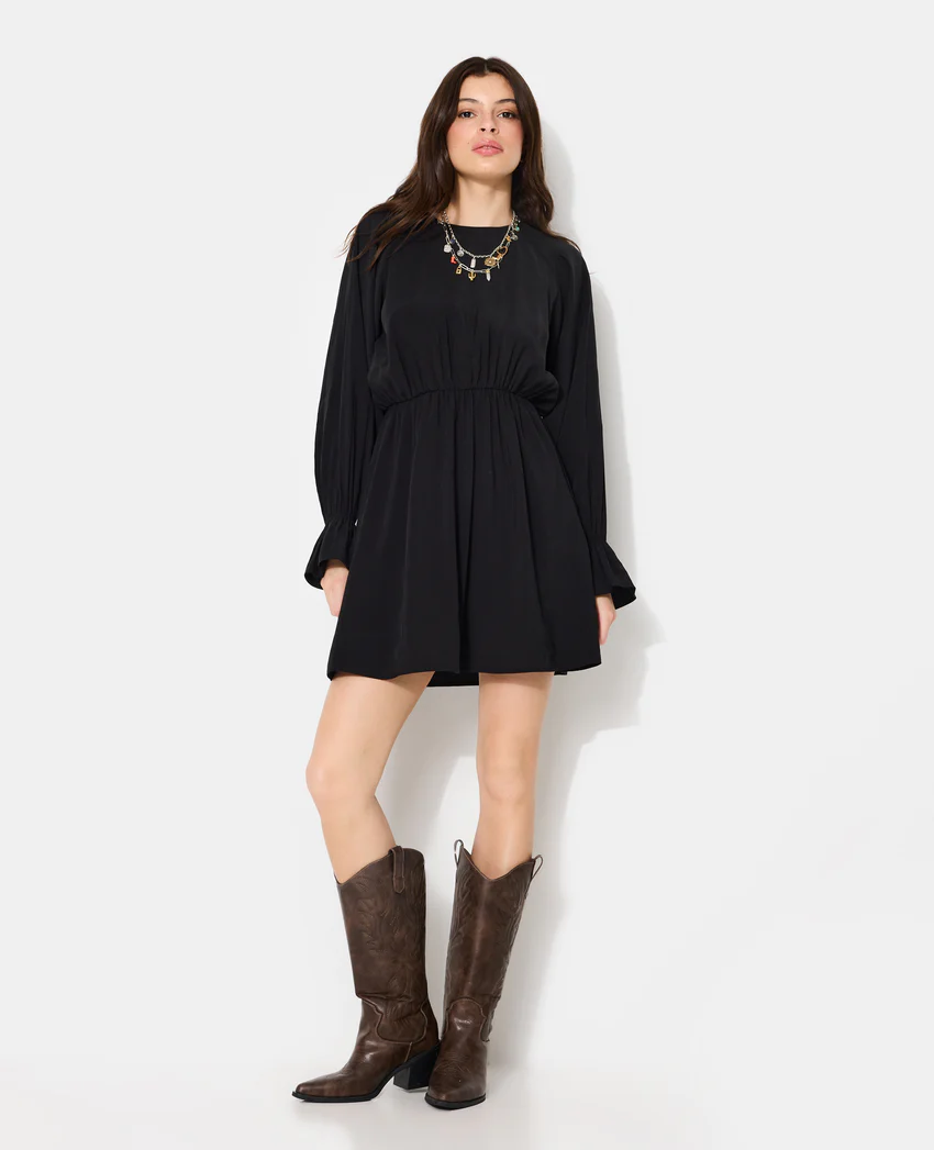 Pimkie Robe courte avec taille élastiquée en tissu fluide
