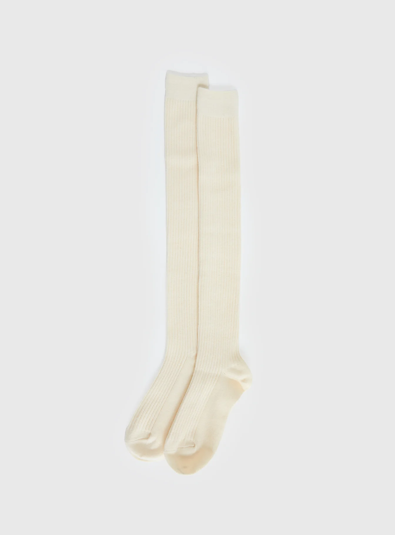 Roxee Knee High Ribbed Socks Cream
