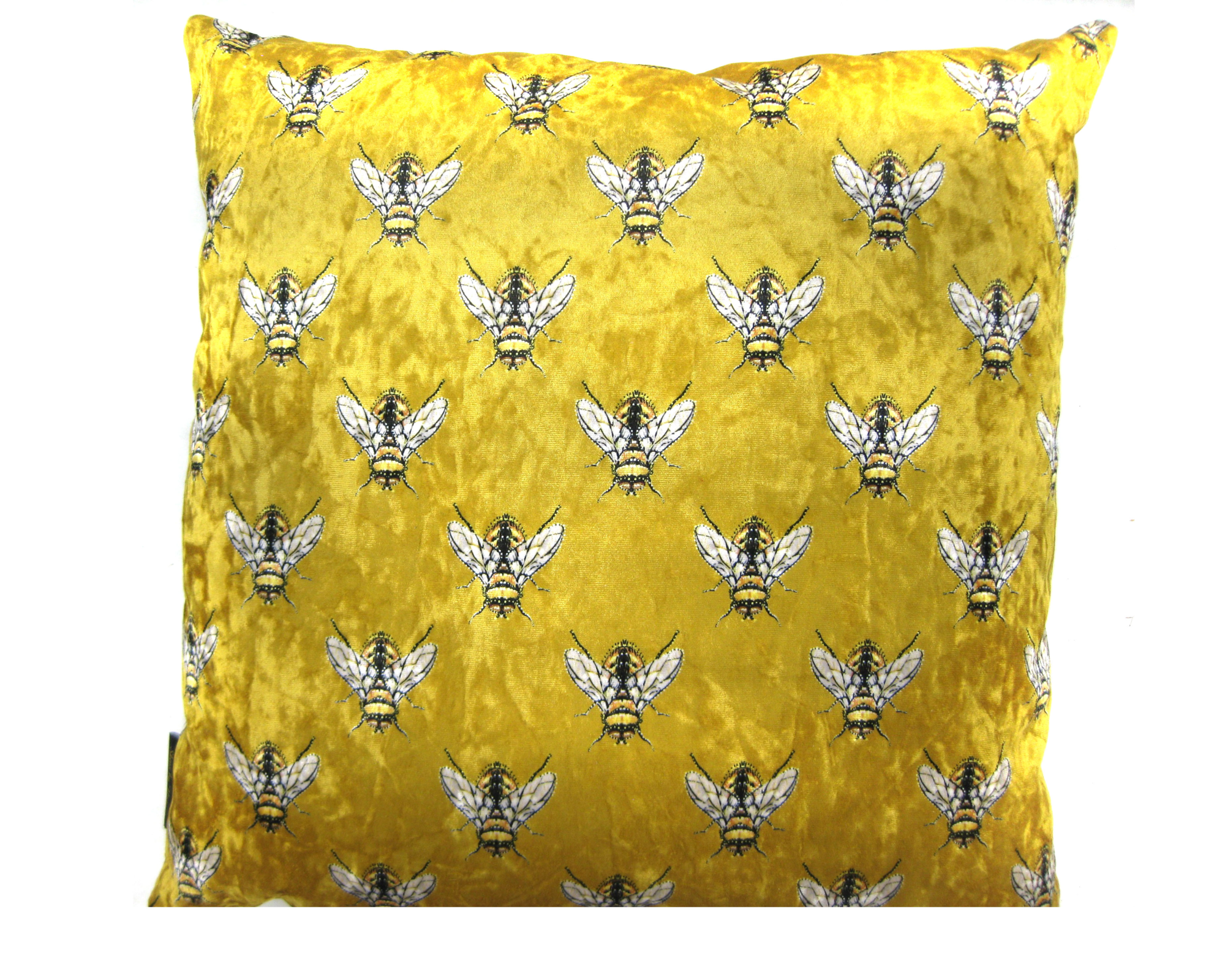 Kussen velvet hommel bijtjes 45 X 45 geel
