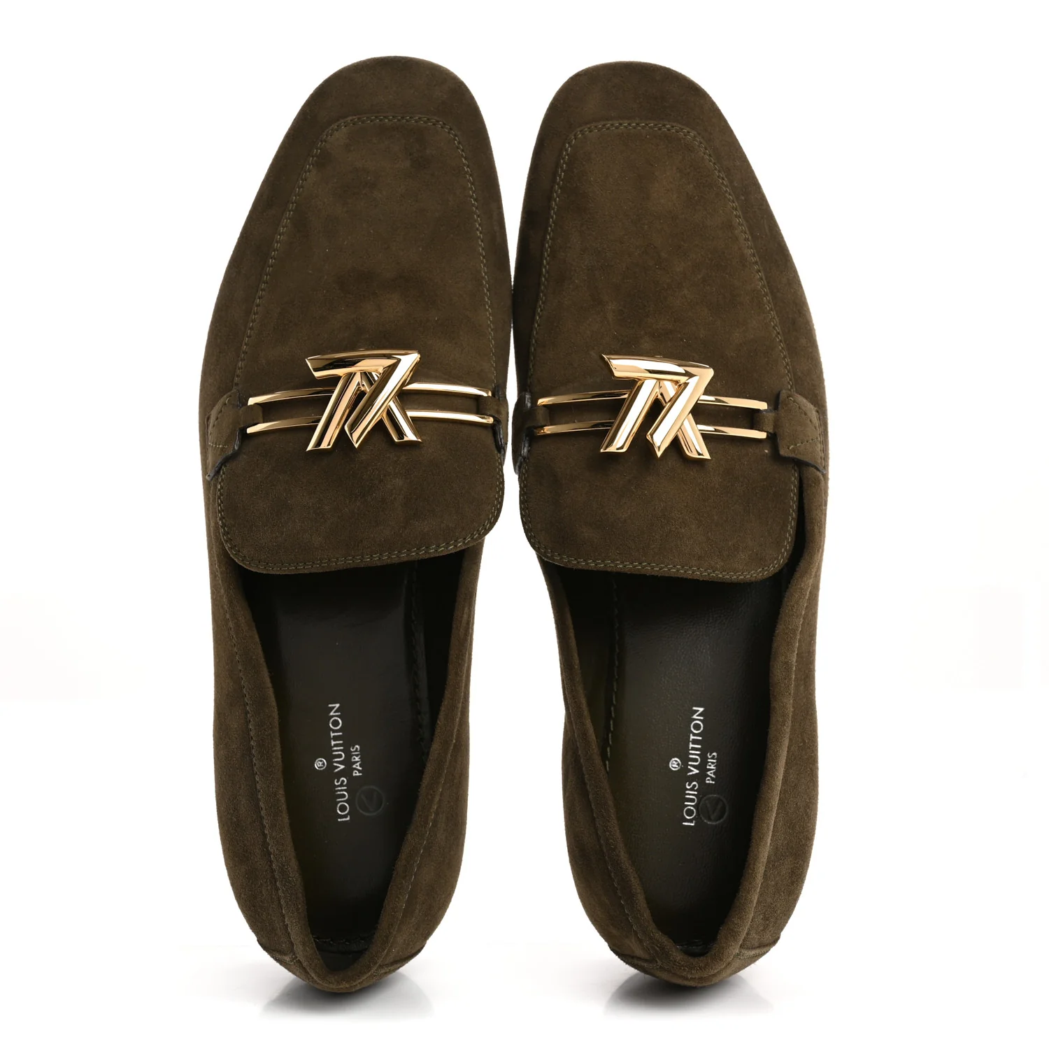 Suede Upper Case Flat Loafers 40 Green